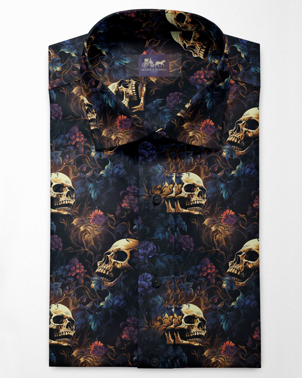 Black digital print skull shirt
