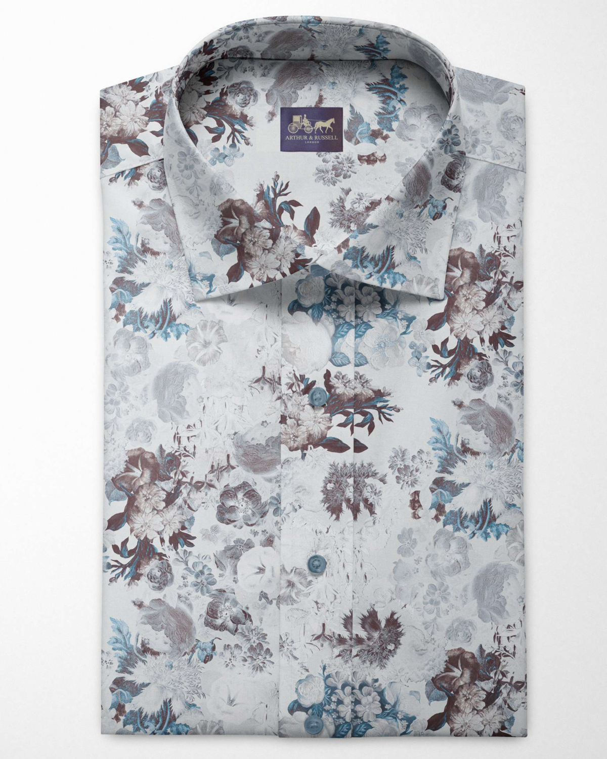 Digital white floral printed shirt