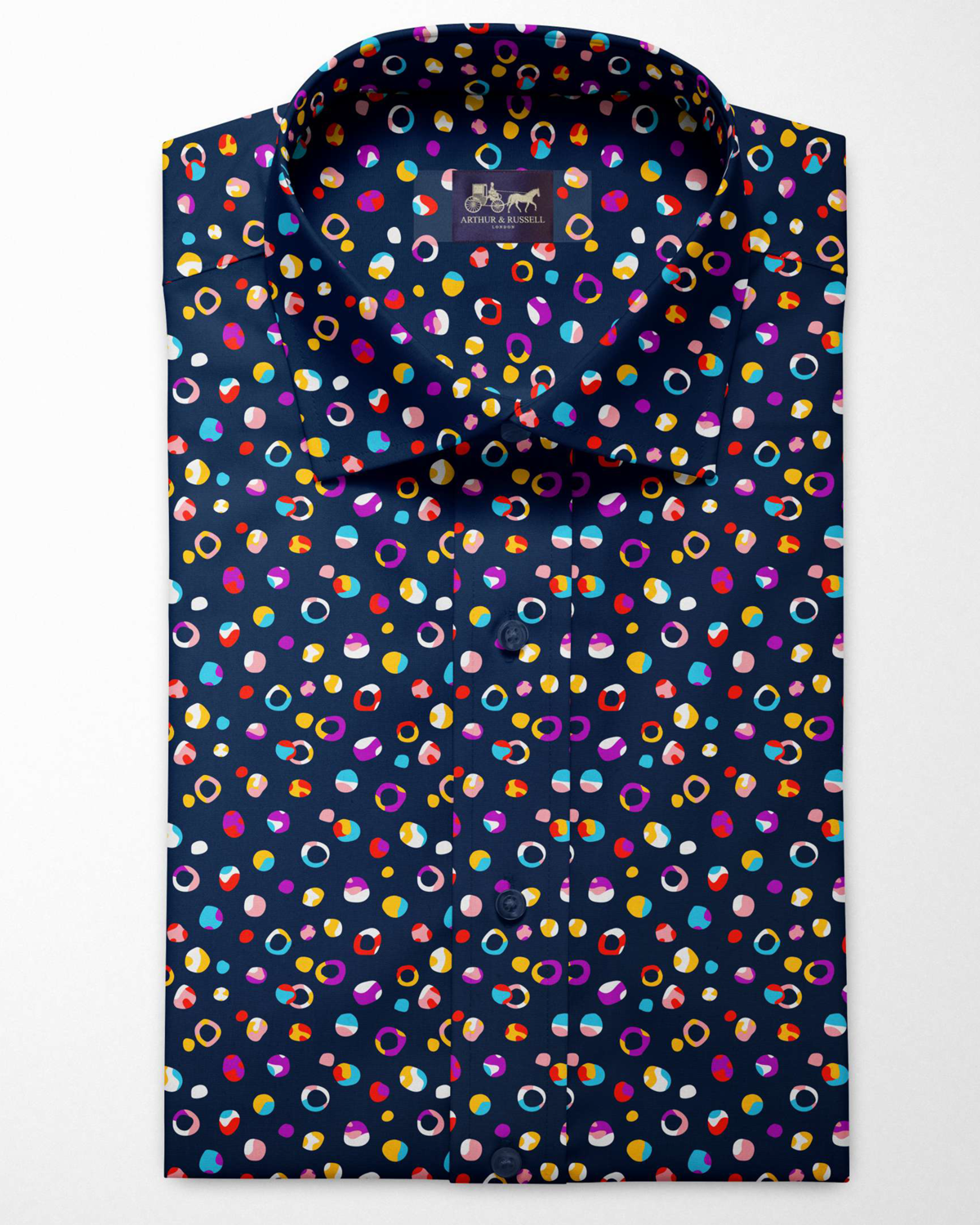 Digital navy colourful rocks printed shirt