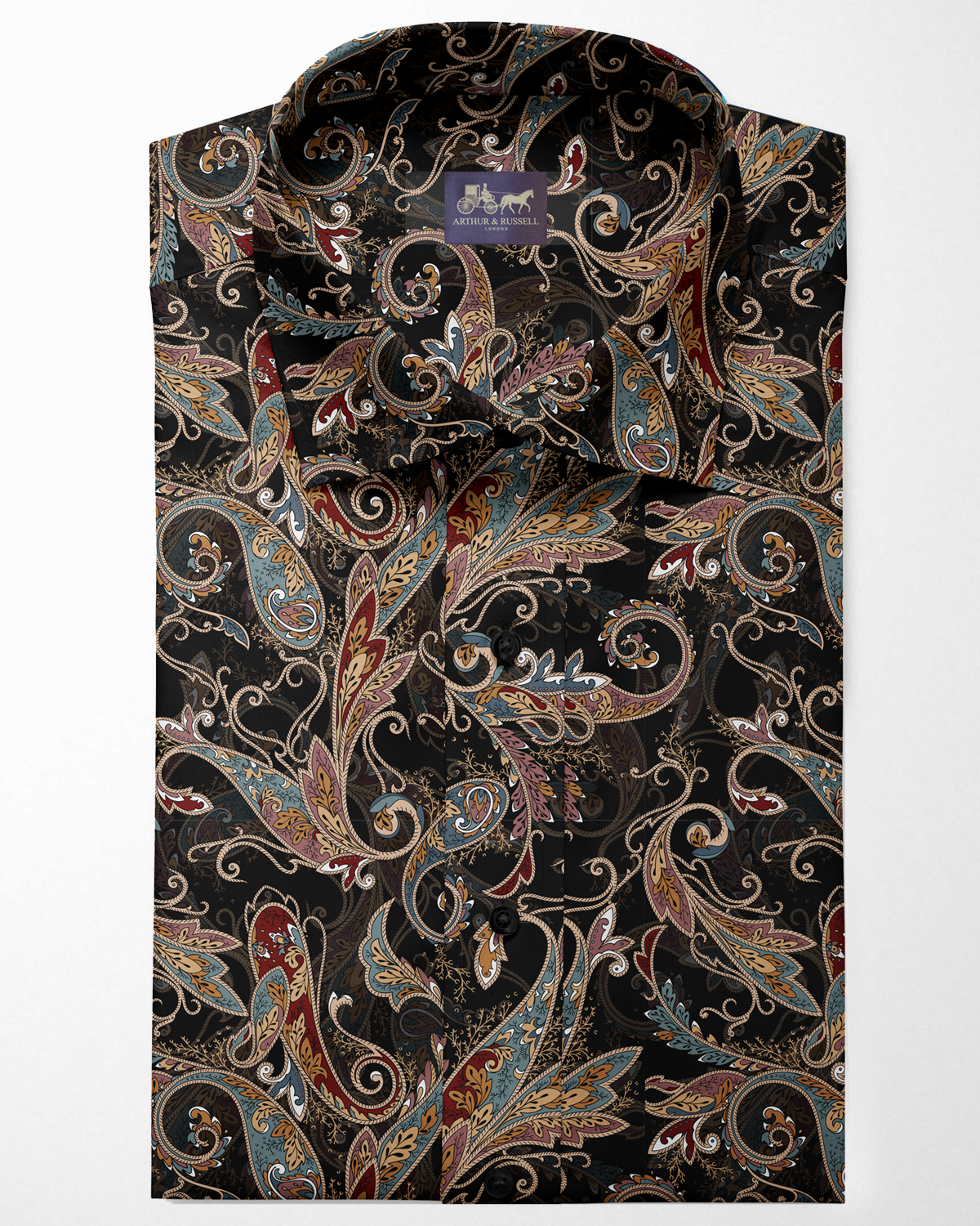 Black paisley printed shirt