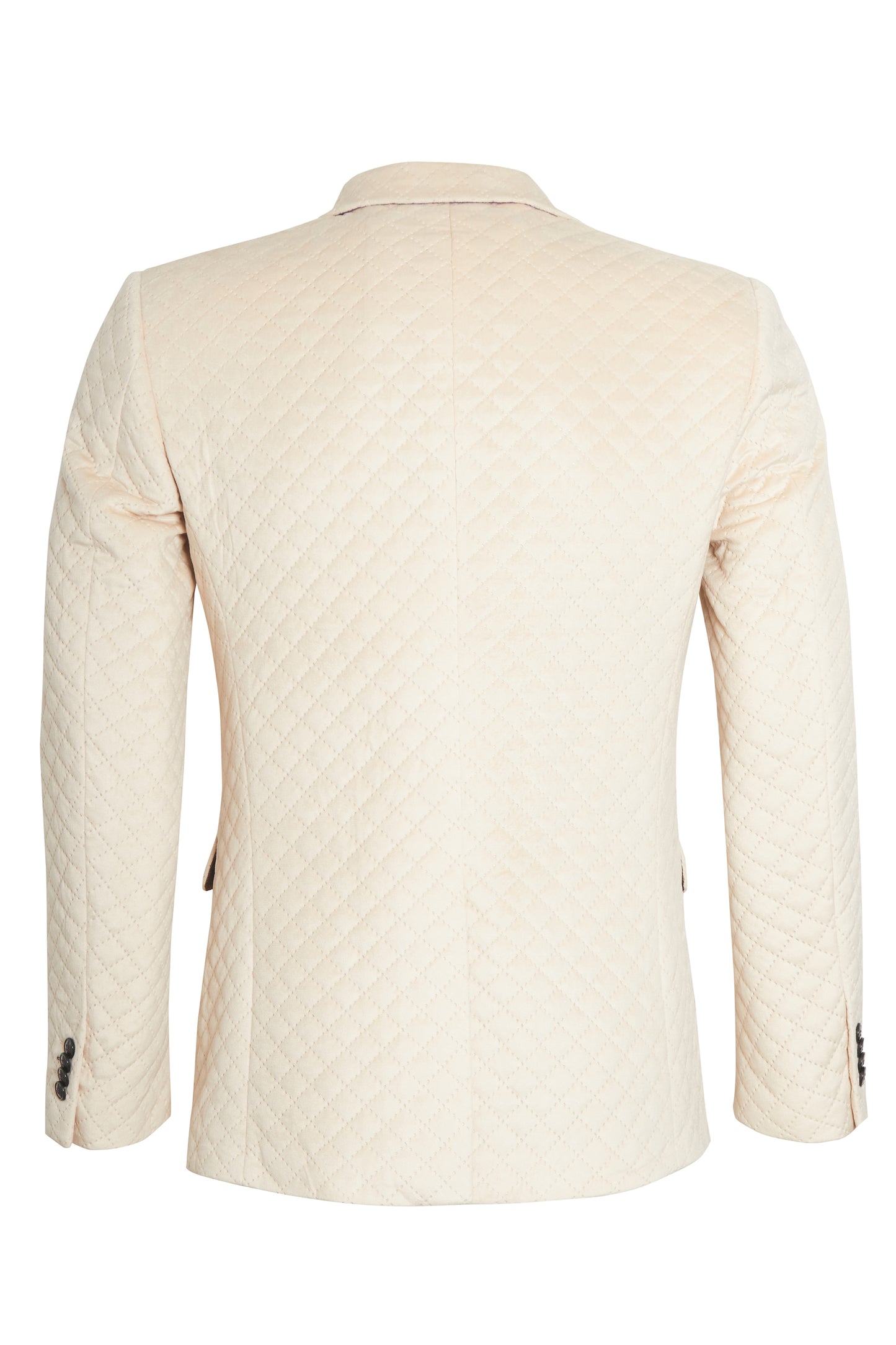 Stone quilted velvet blazer with trims