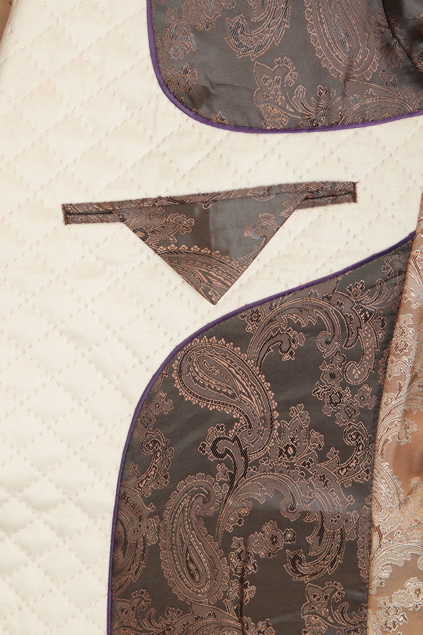 Stone quilted velvet blazer with trims