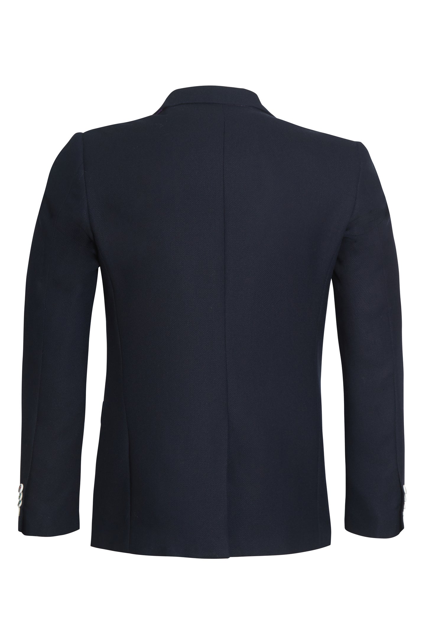 Navy stretch structured textured blazer rainbow stitching