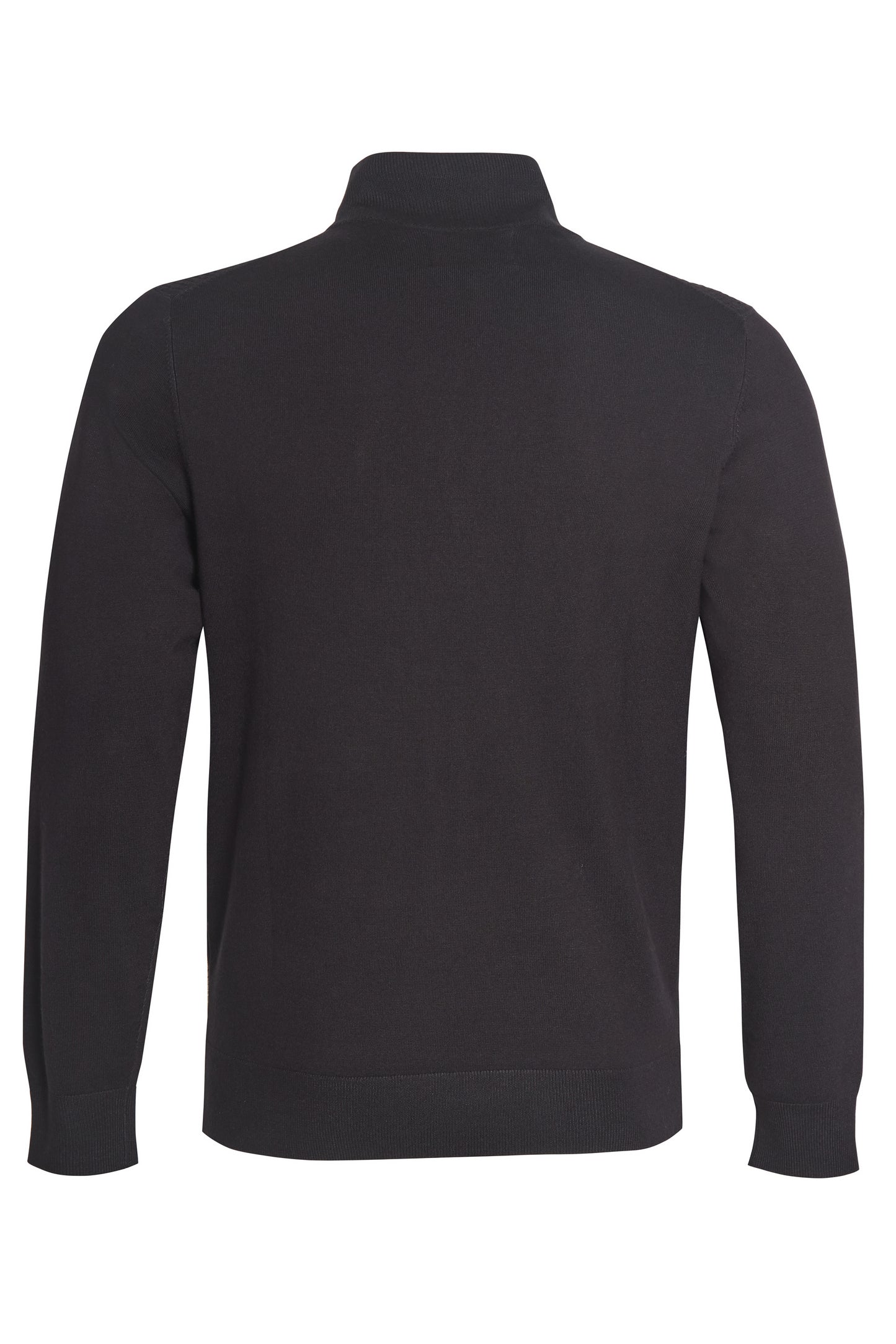 Black textured quarter zip neck knit