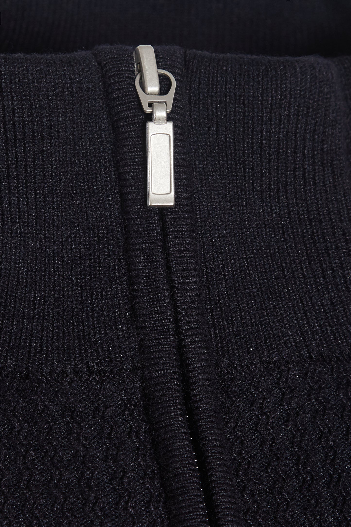 Navy textured quarter zip neck knit