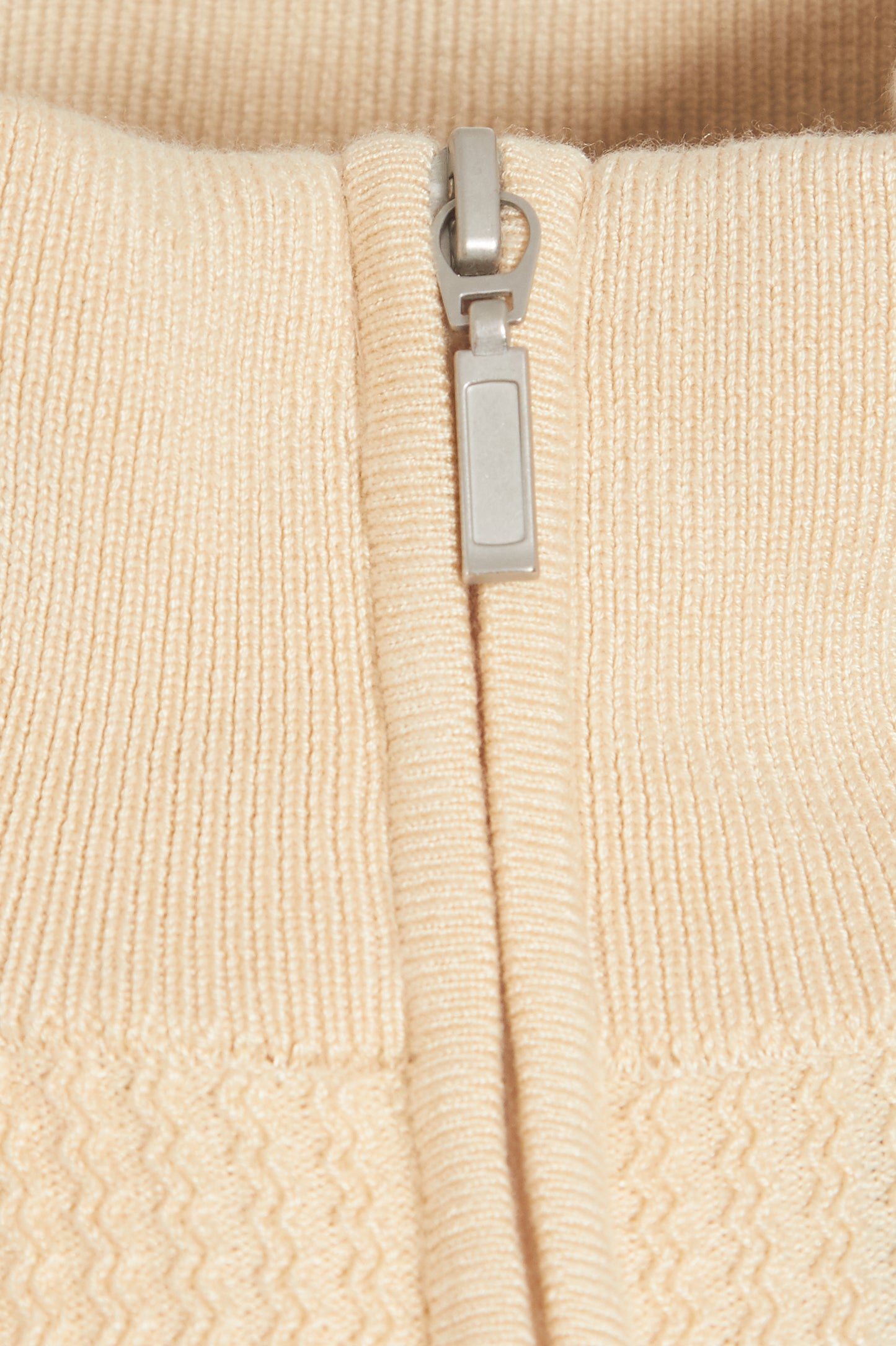 Ecru textured quarter zip neck knit