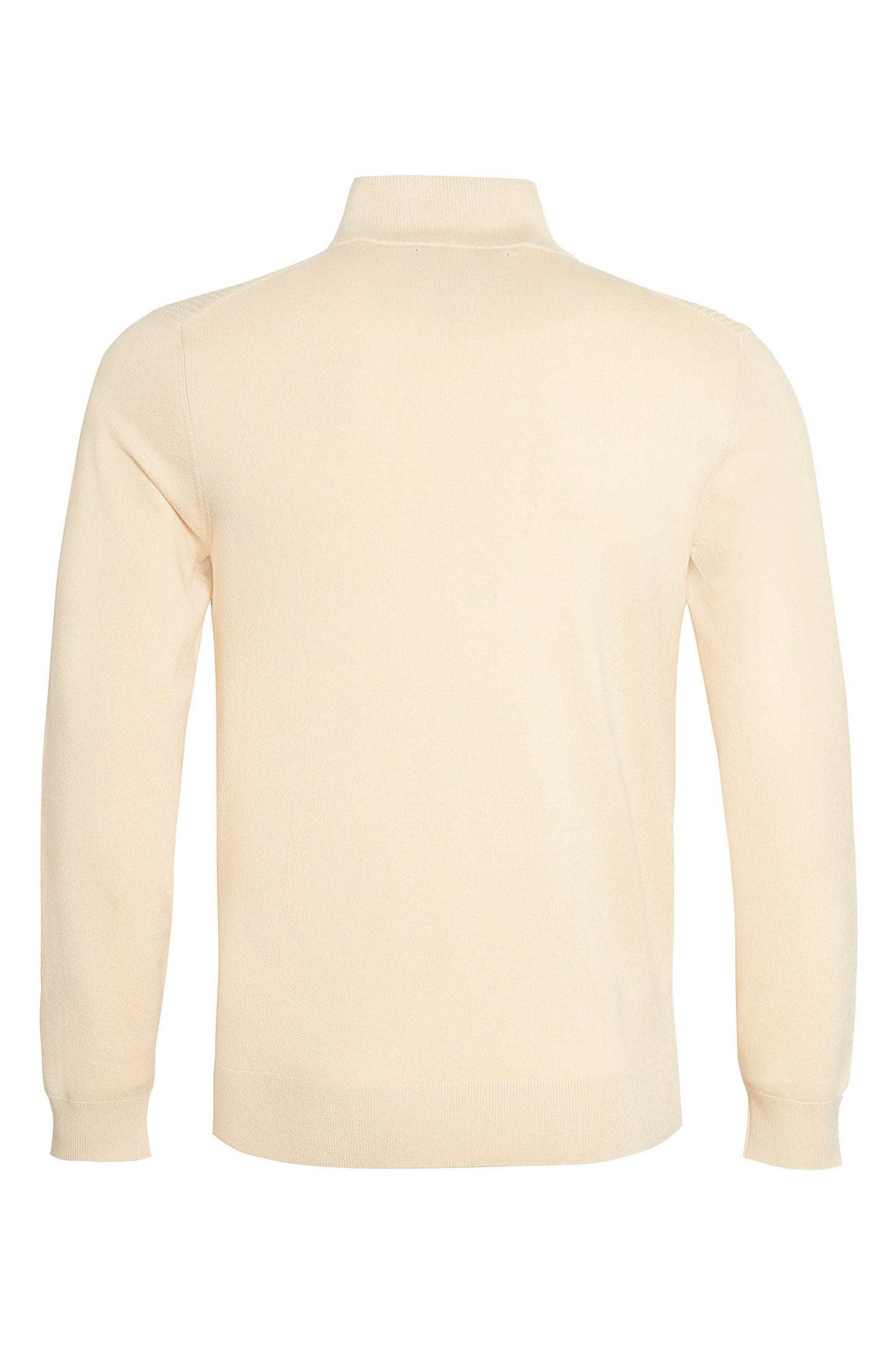 Ecru textured quarter zip neck knit