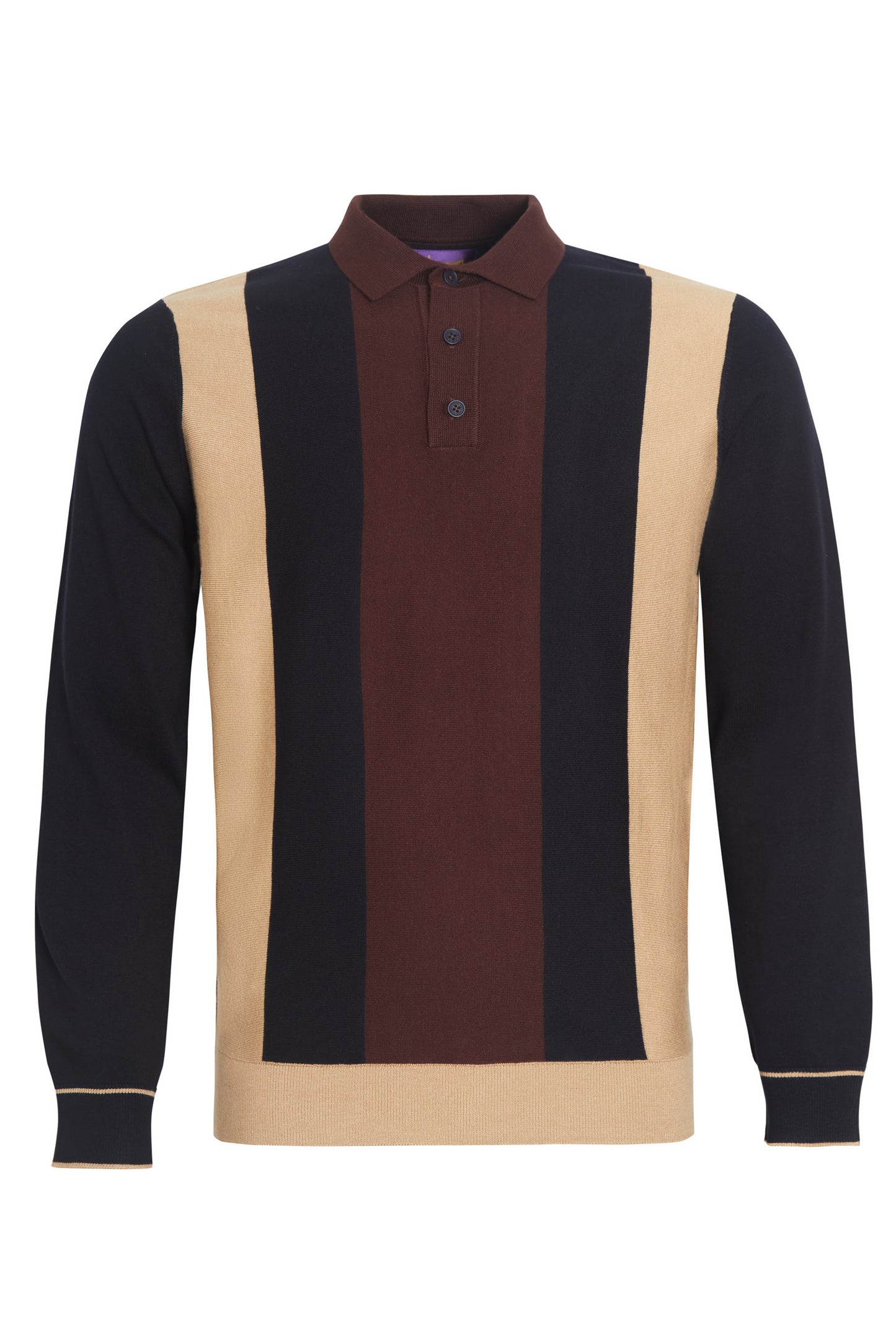 Chocolate navy colour block knit polo