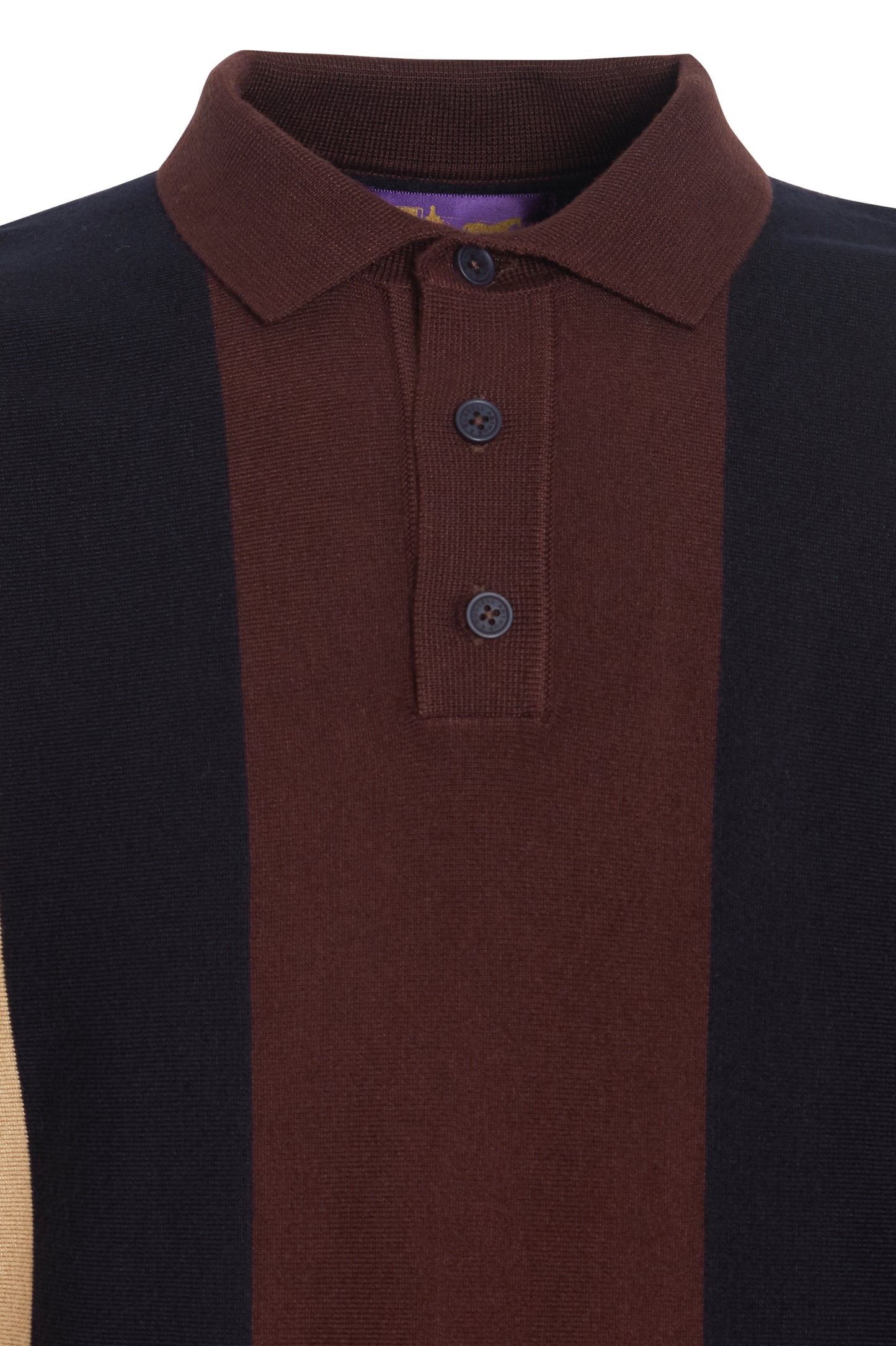Chocolate navy colour block knit polo