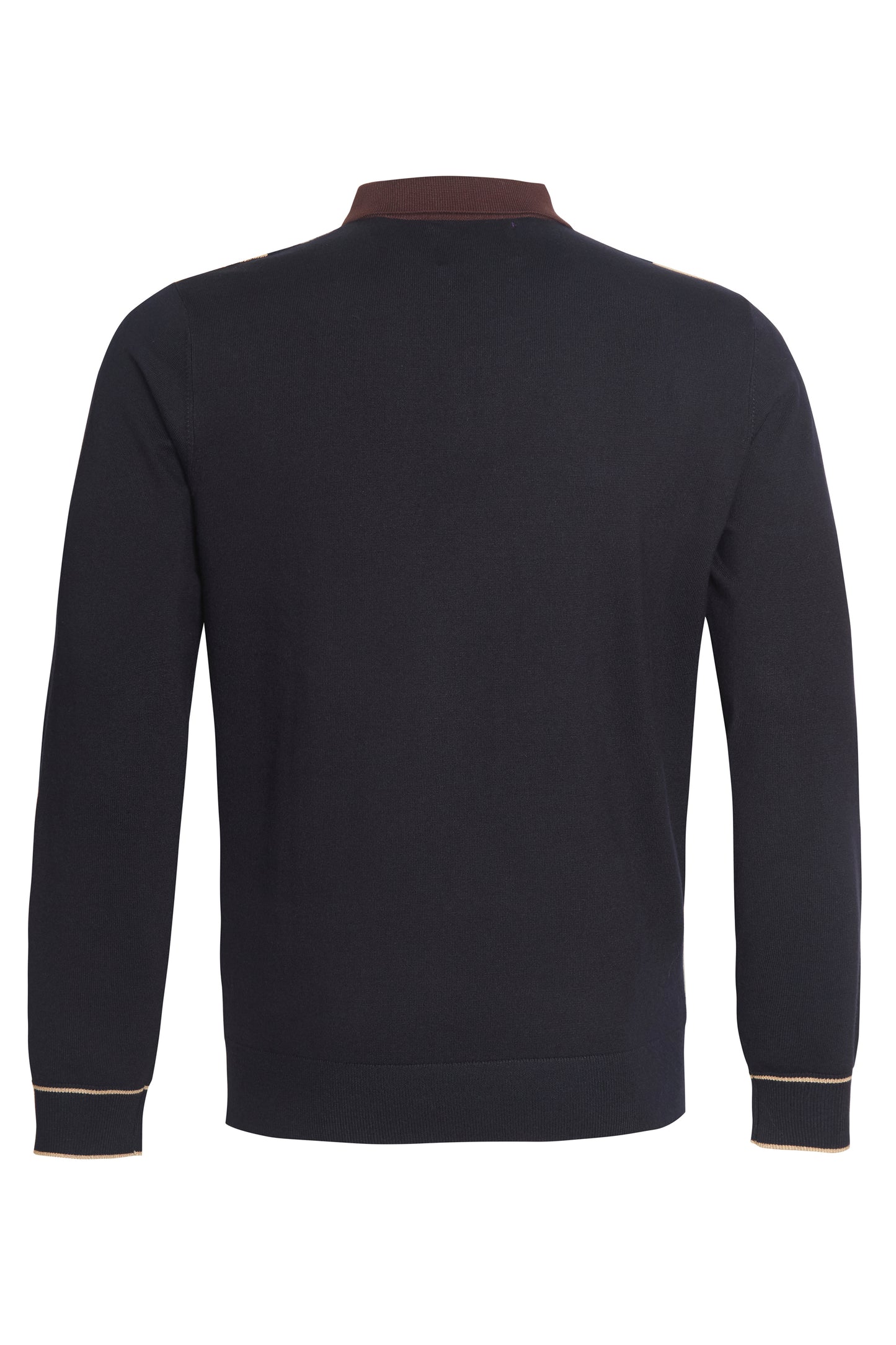 Chocolate navy colour block knit polo