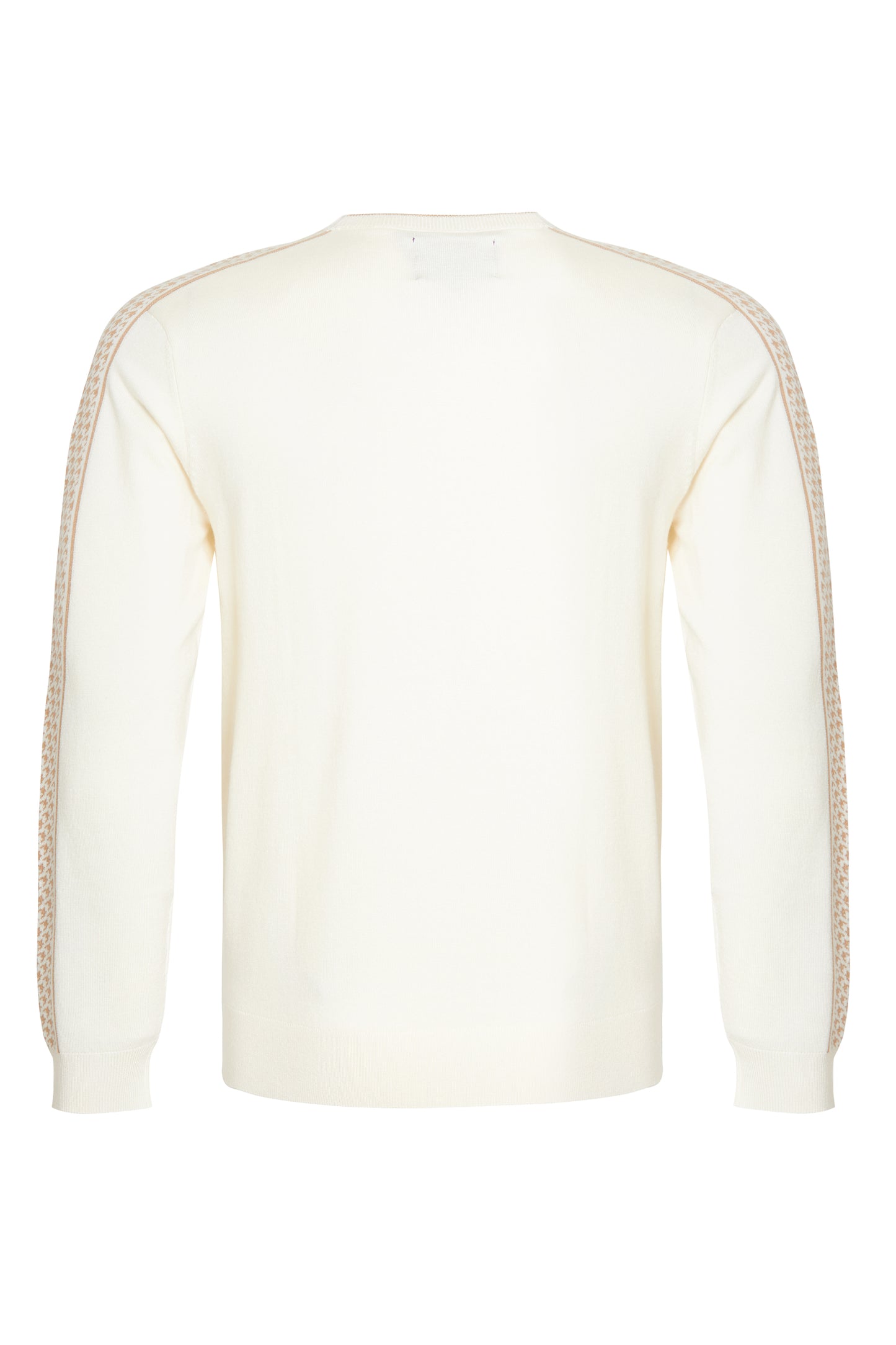 Off white crew neck knit jacquard sleeve soft