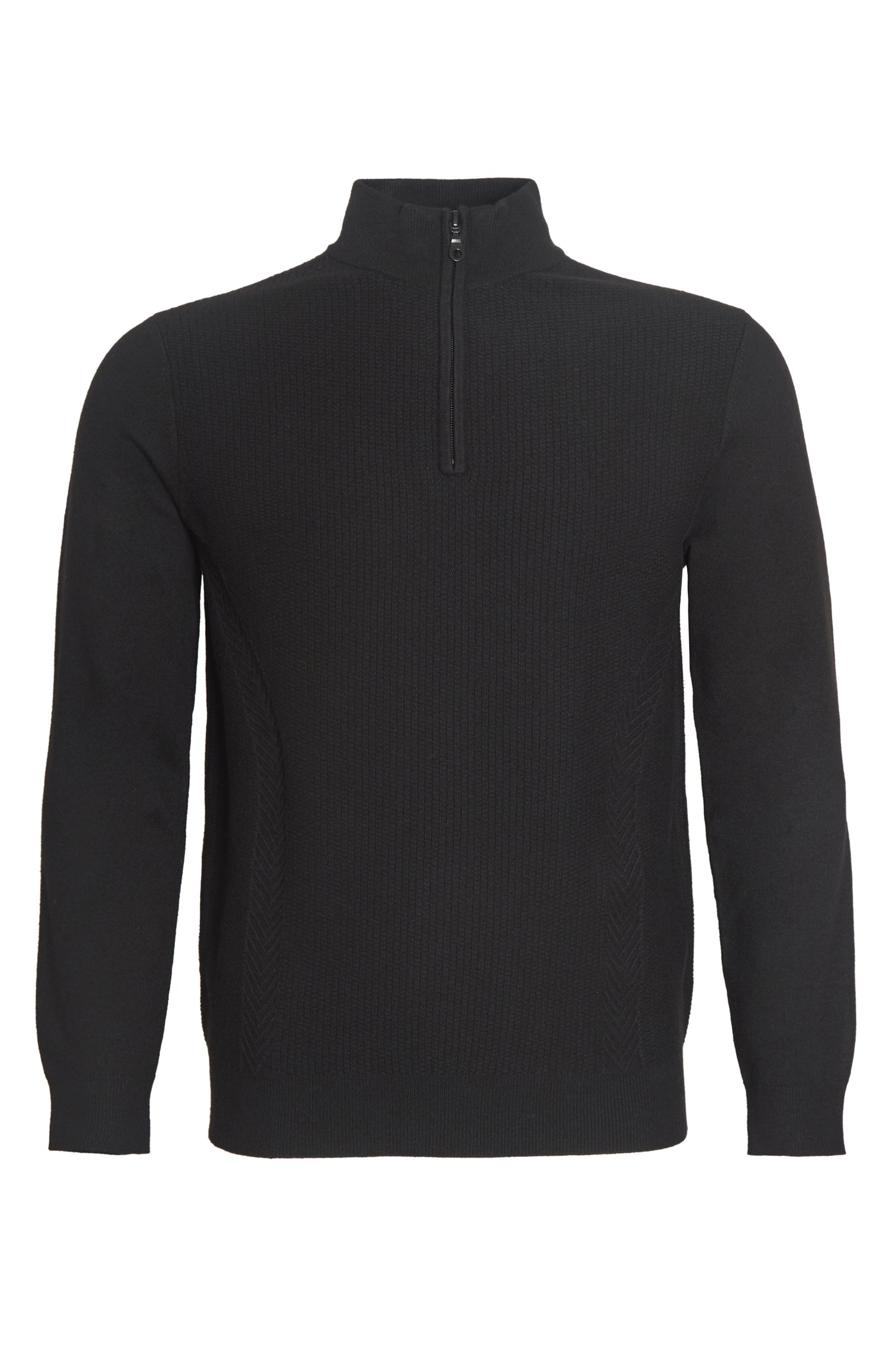 Black quarter zip neck knitted sweater