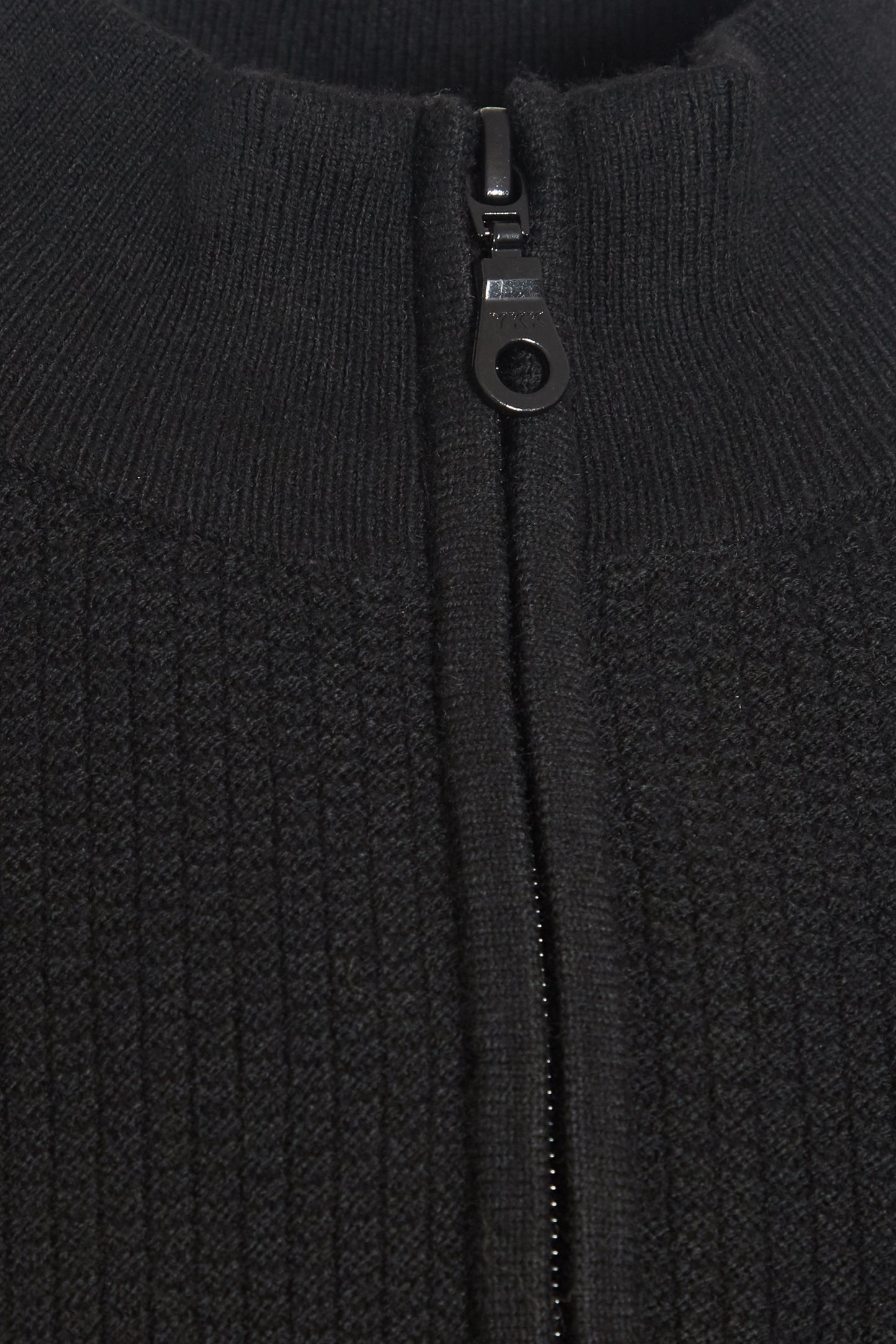 Black quarter zip neck knitted sweater
