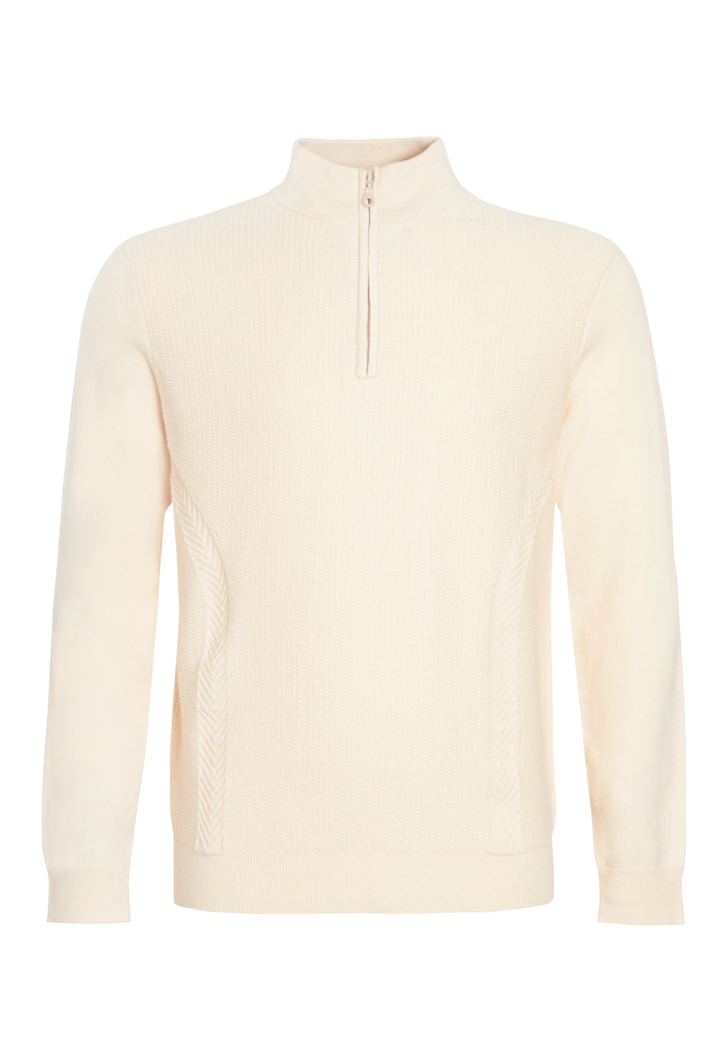 Cream quarter zip neck knitted sweater