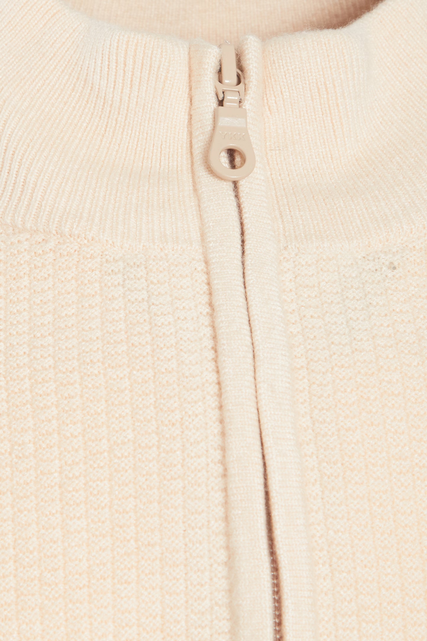 Cream quarter zip neck knitted sweater