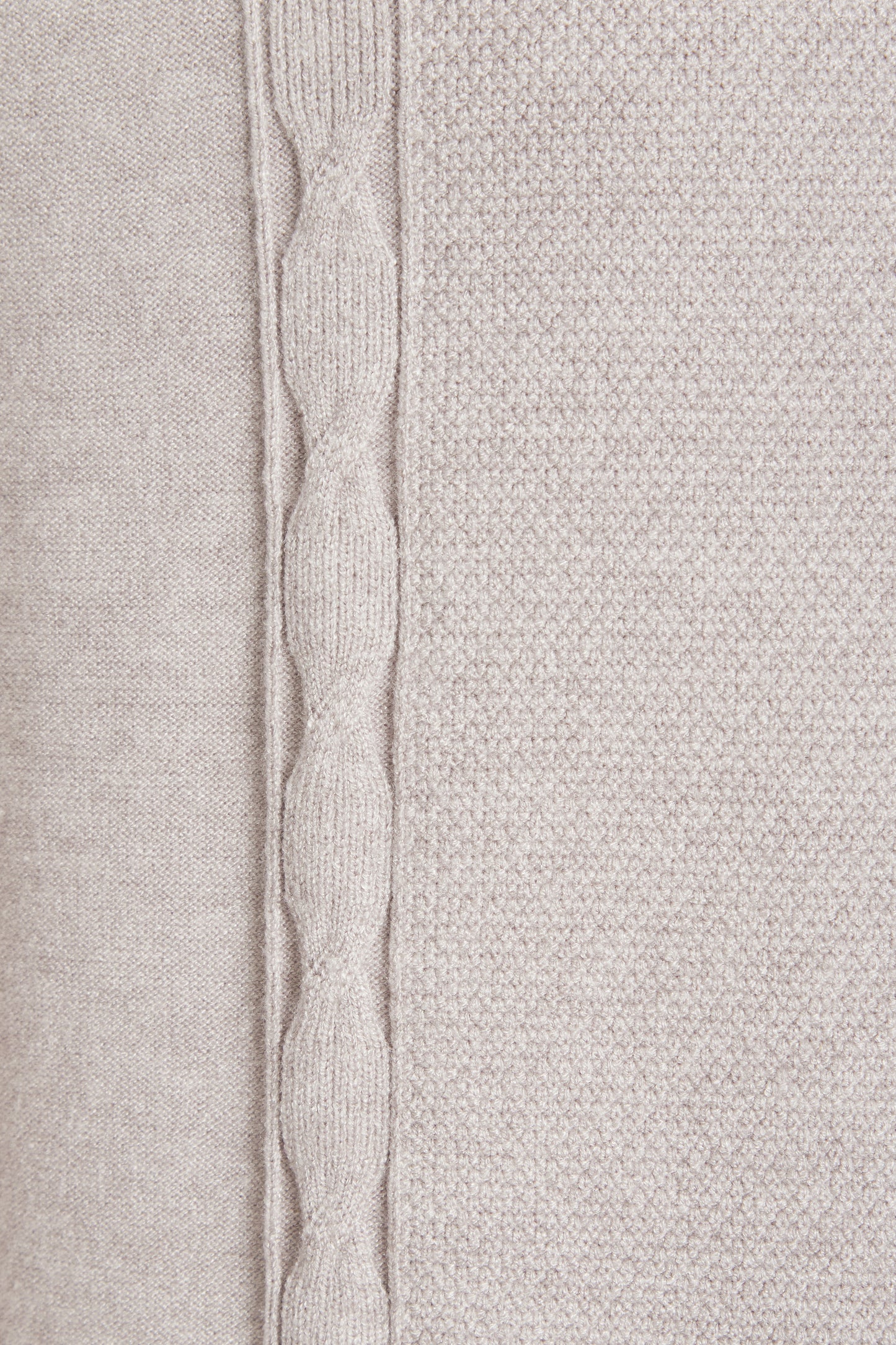 Grey melange soft crew neck knit cable detail