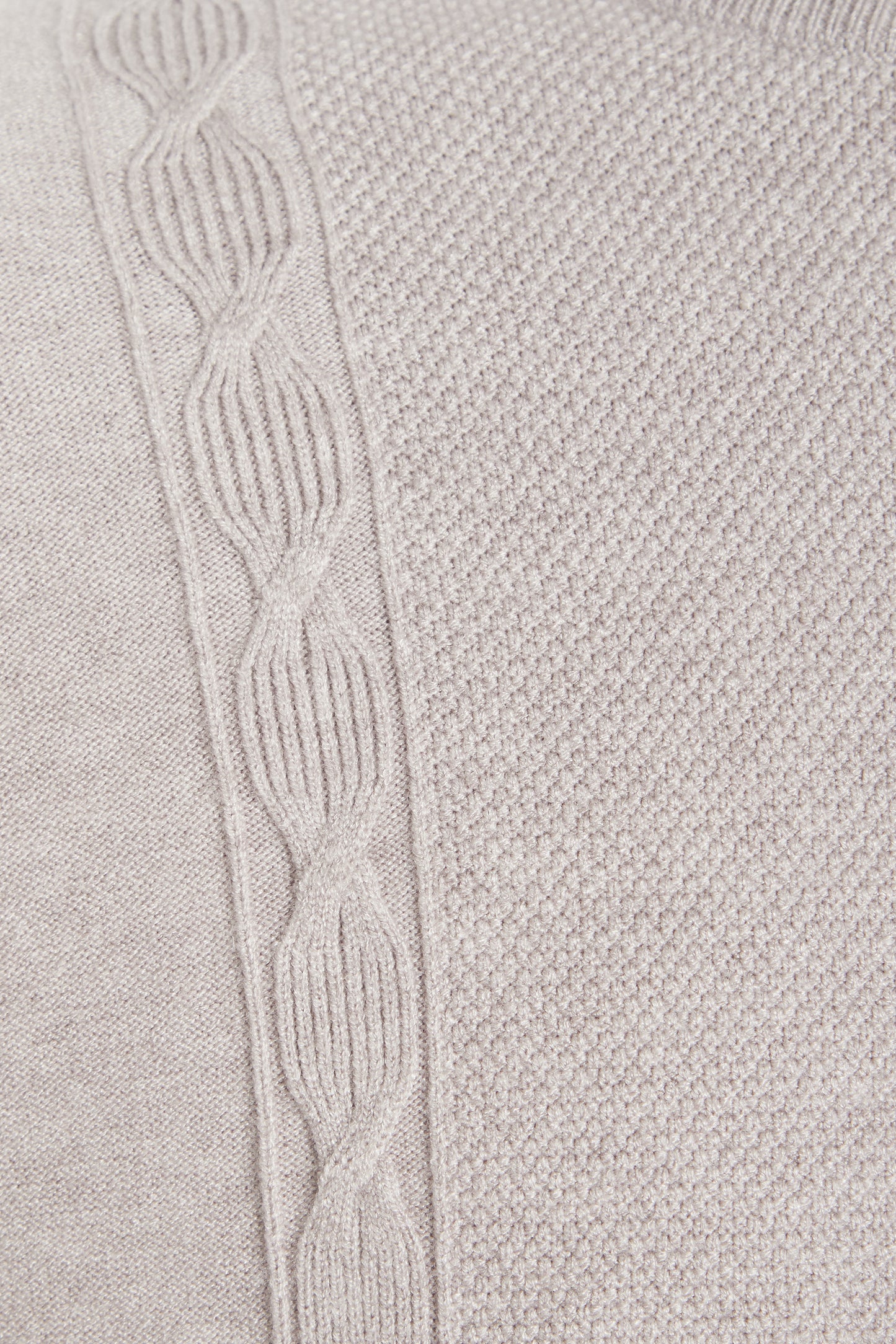Grey melange soft crew neck knit cable detail
