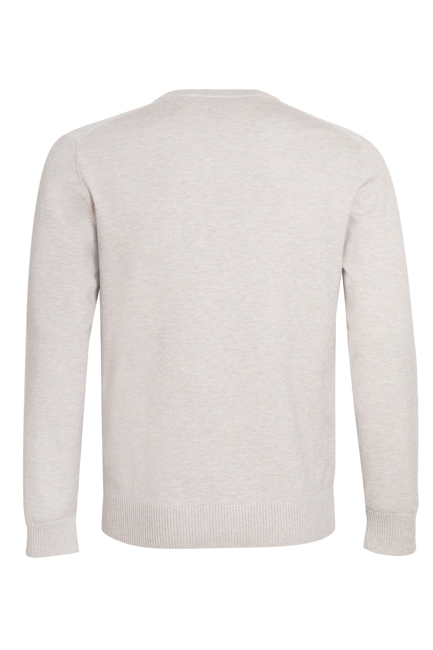 Grey melange soft crew neck knit cable detail