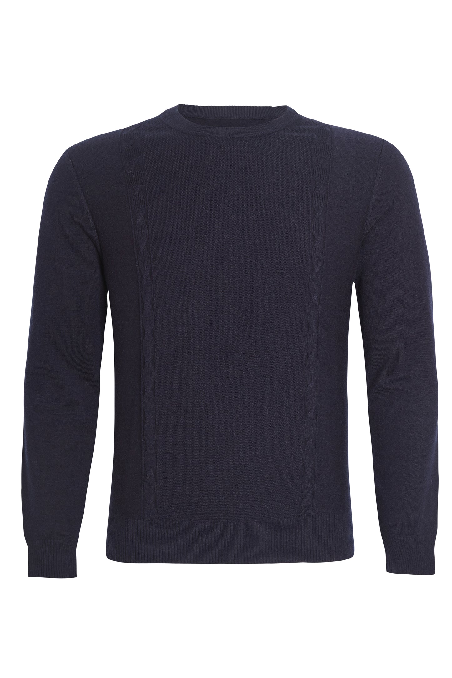 Navy soft crew neck knit cable detail