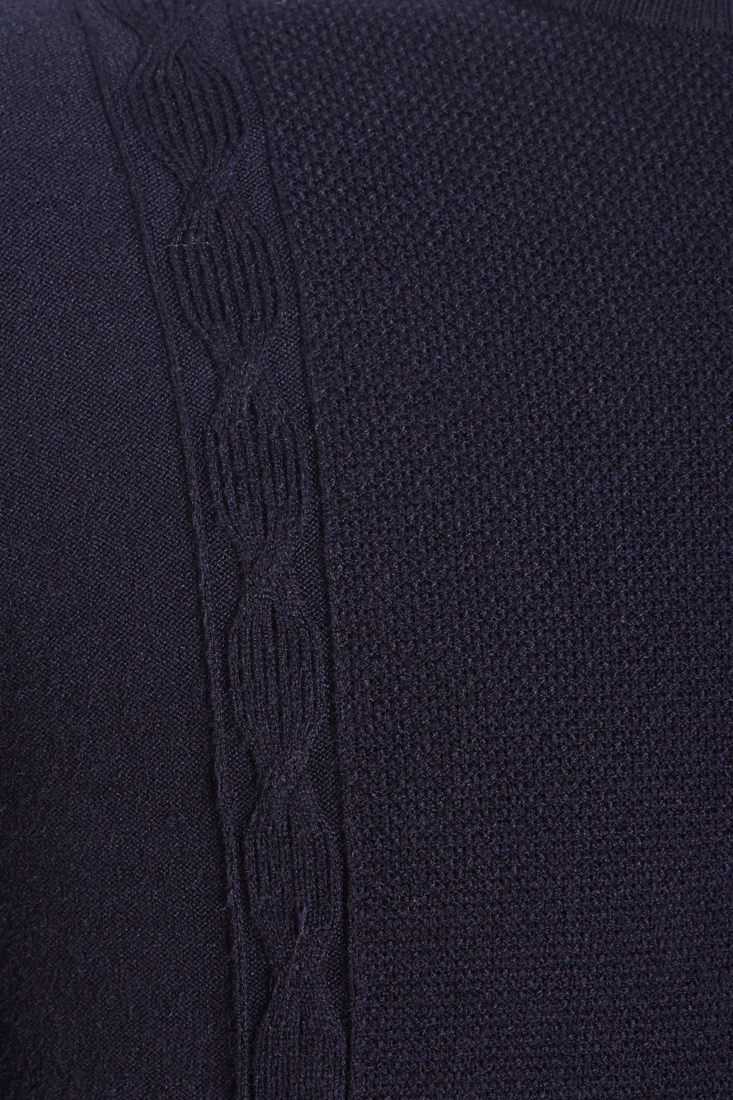 Navy soft crew neck knit cable detail
