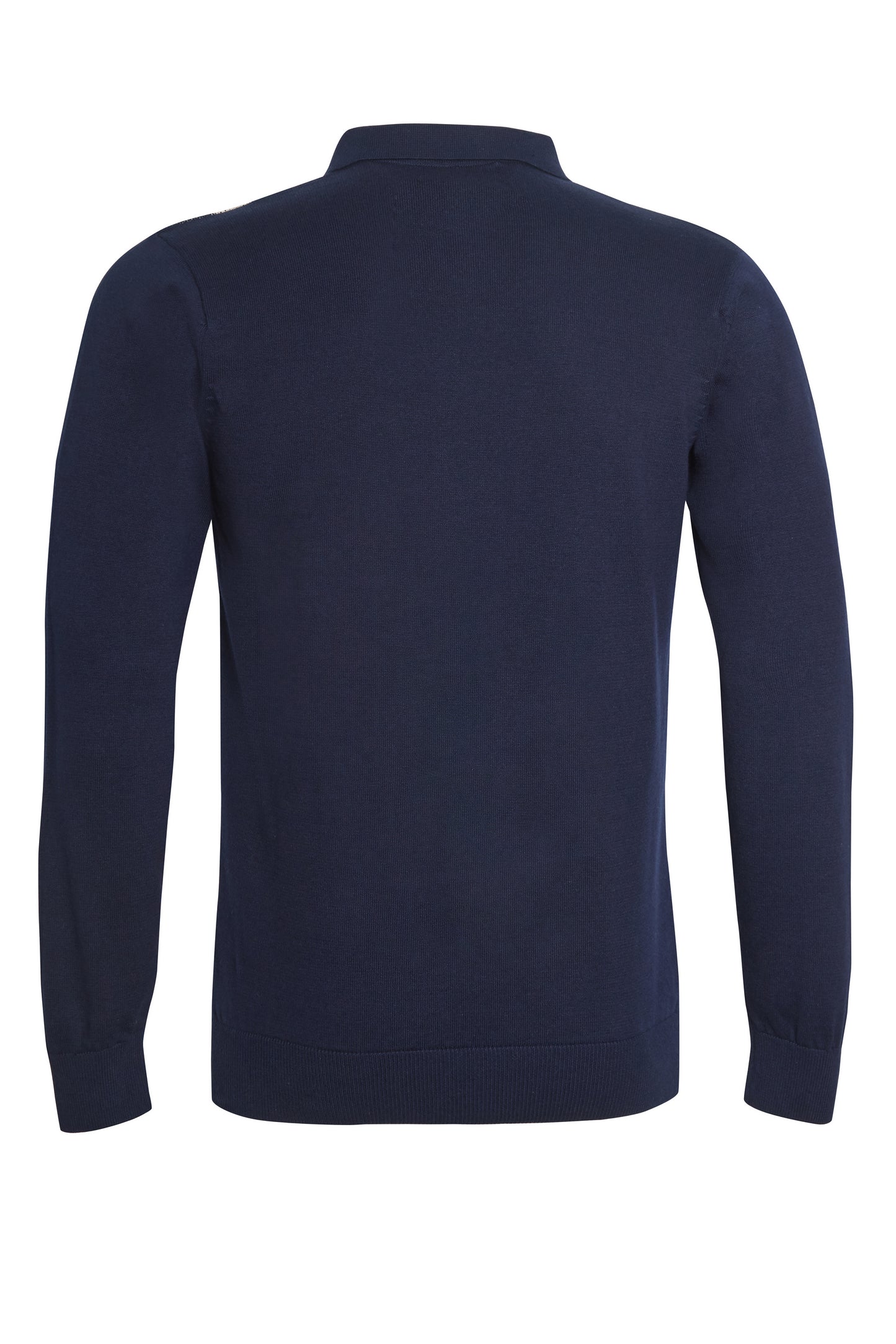Navy geometric jacquard polo knit