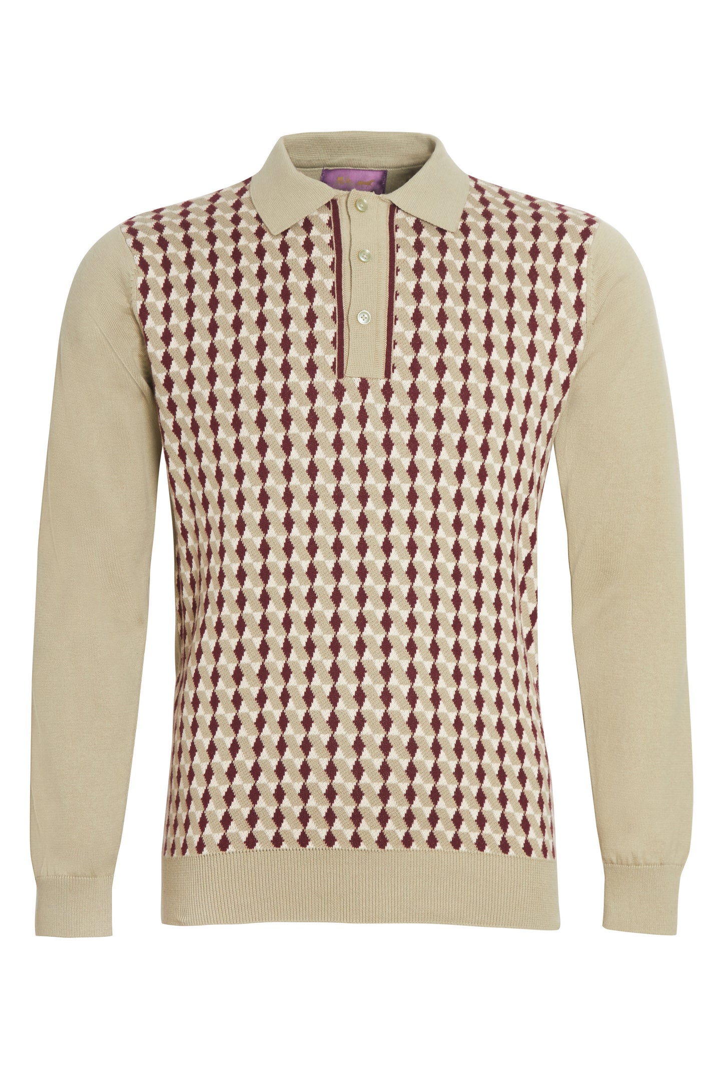 Sage wine jacquard knit polo