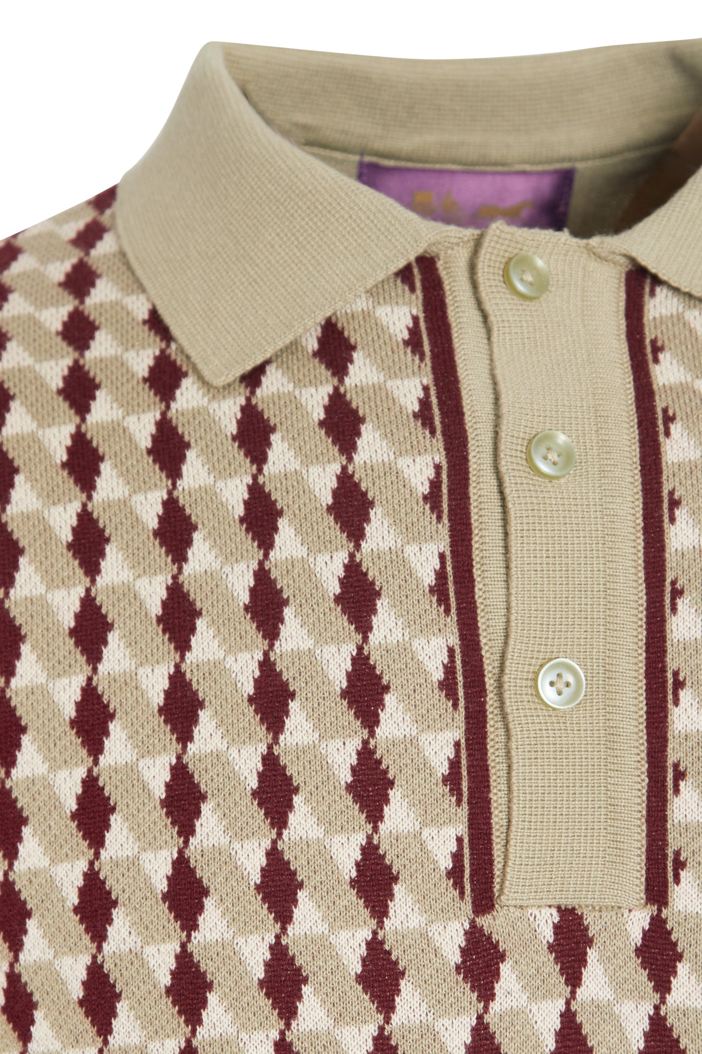 Sage wine jacquard knit polo