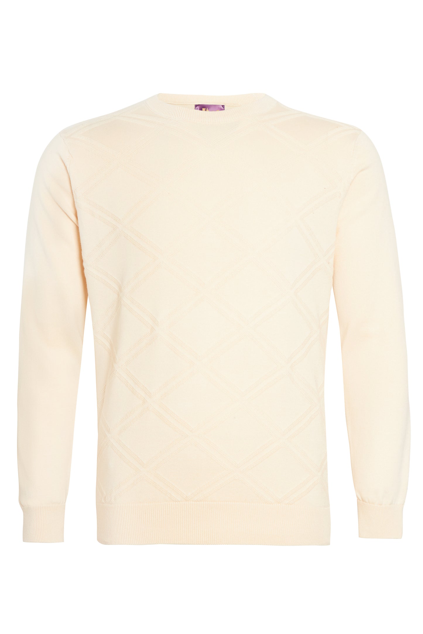 Stone diamond jacquard crew neck knit