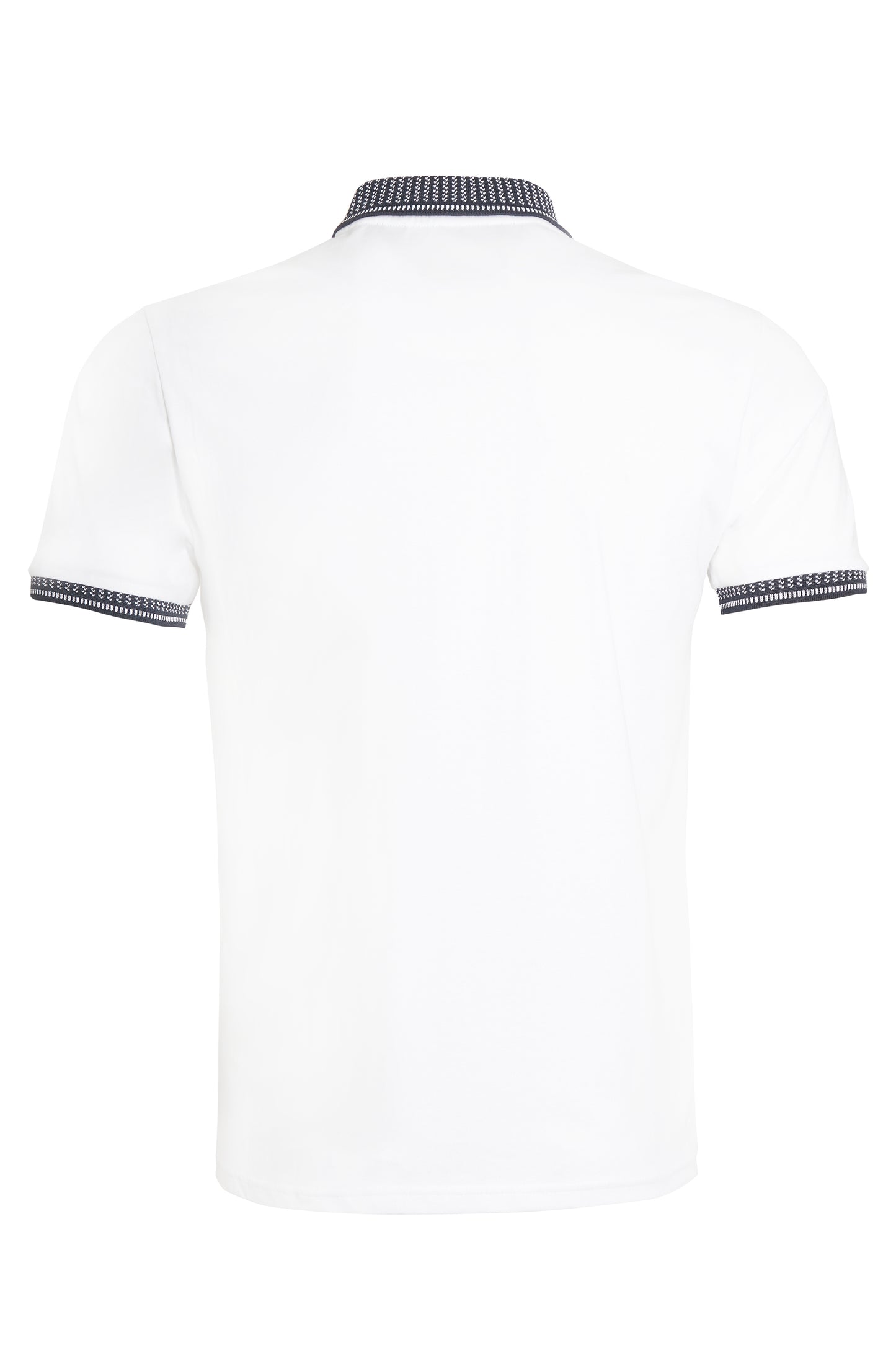 White jersey polo jacquard collar