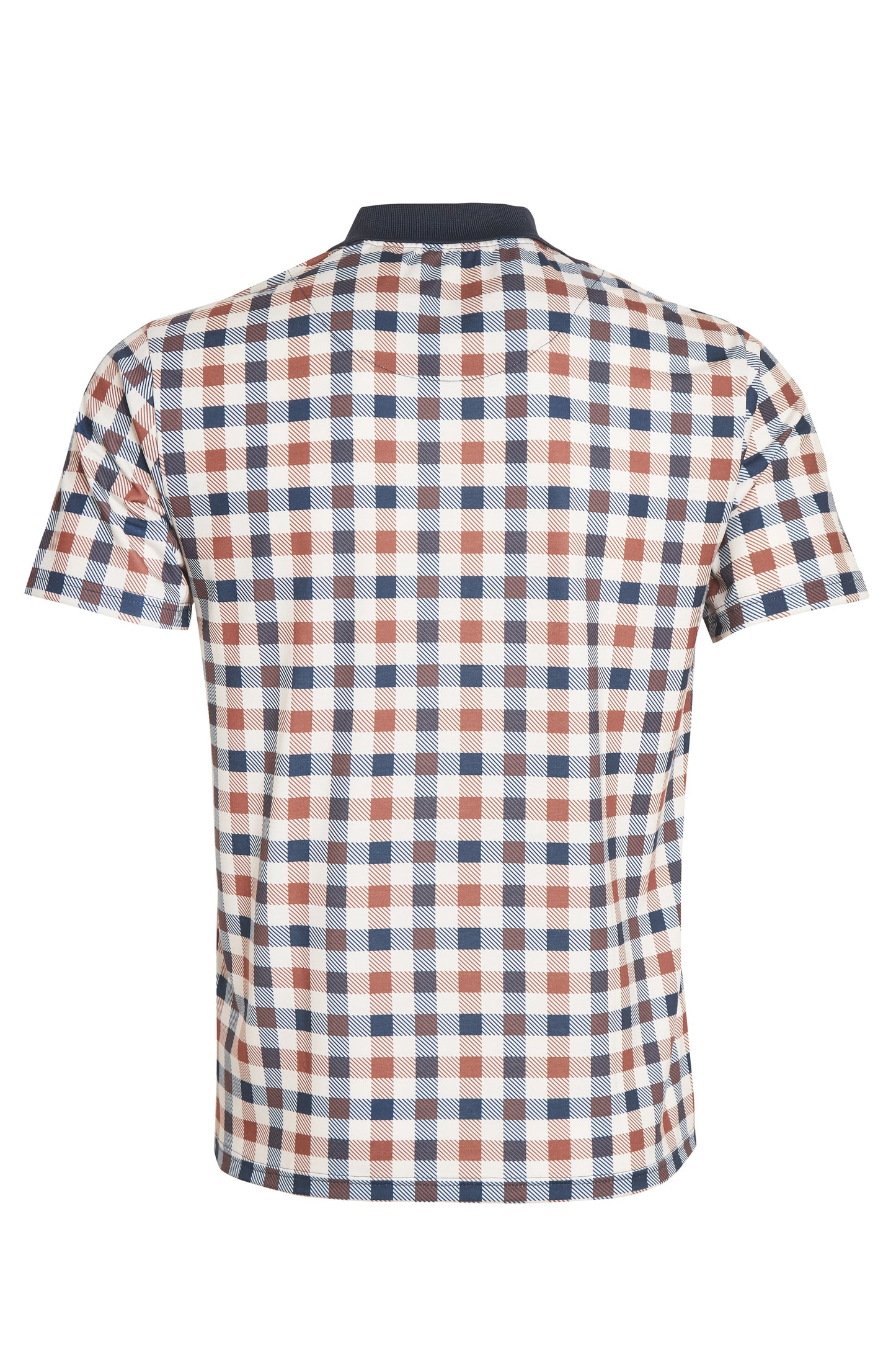 Printed check jersey polo