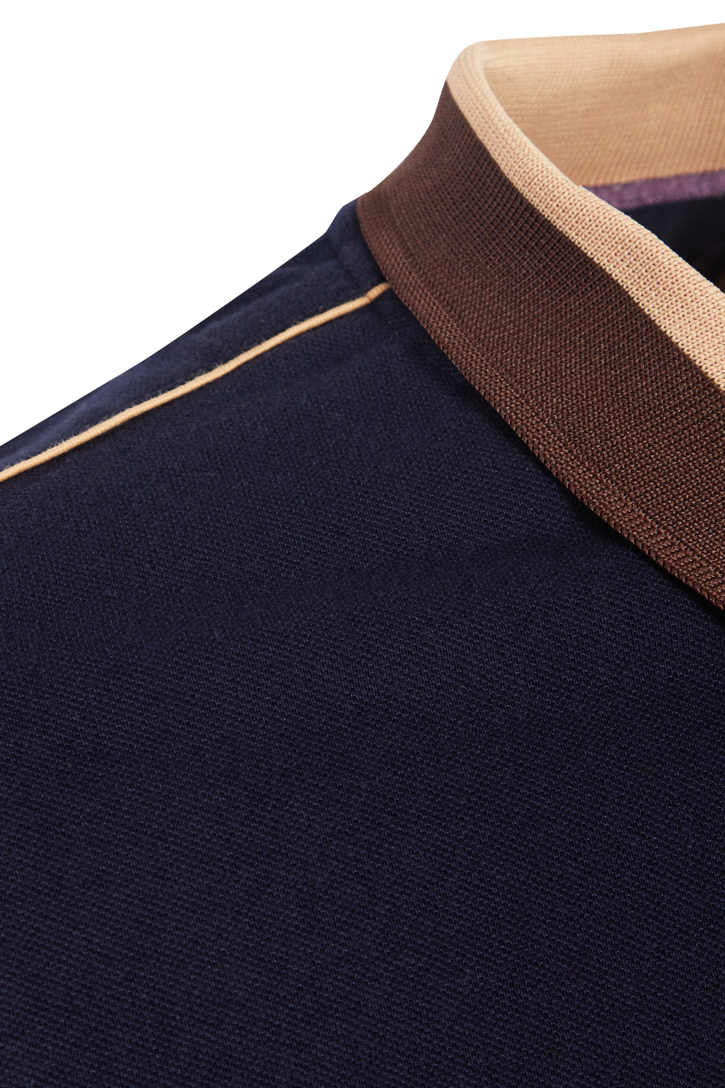 Navy cotton pique polo colour block collar