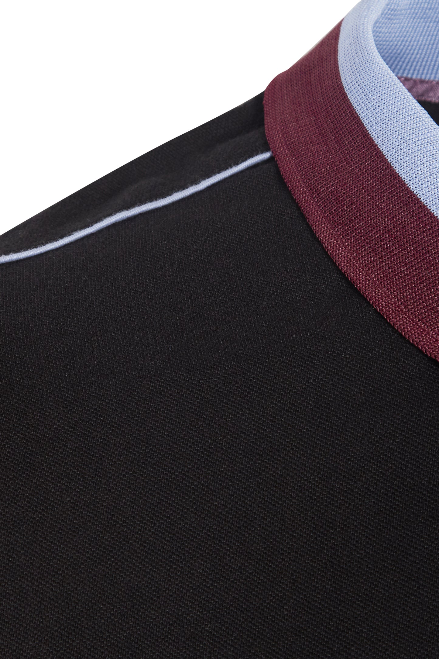 Black cotton pique polo colour block collar