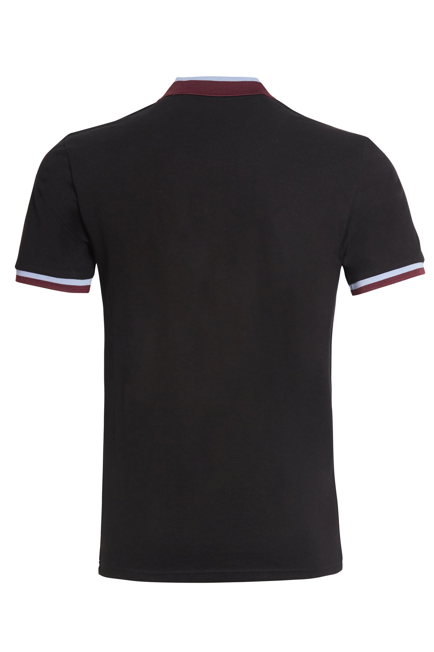 Black cotton pique polo colour block collar
