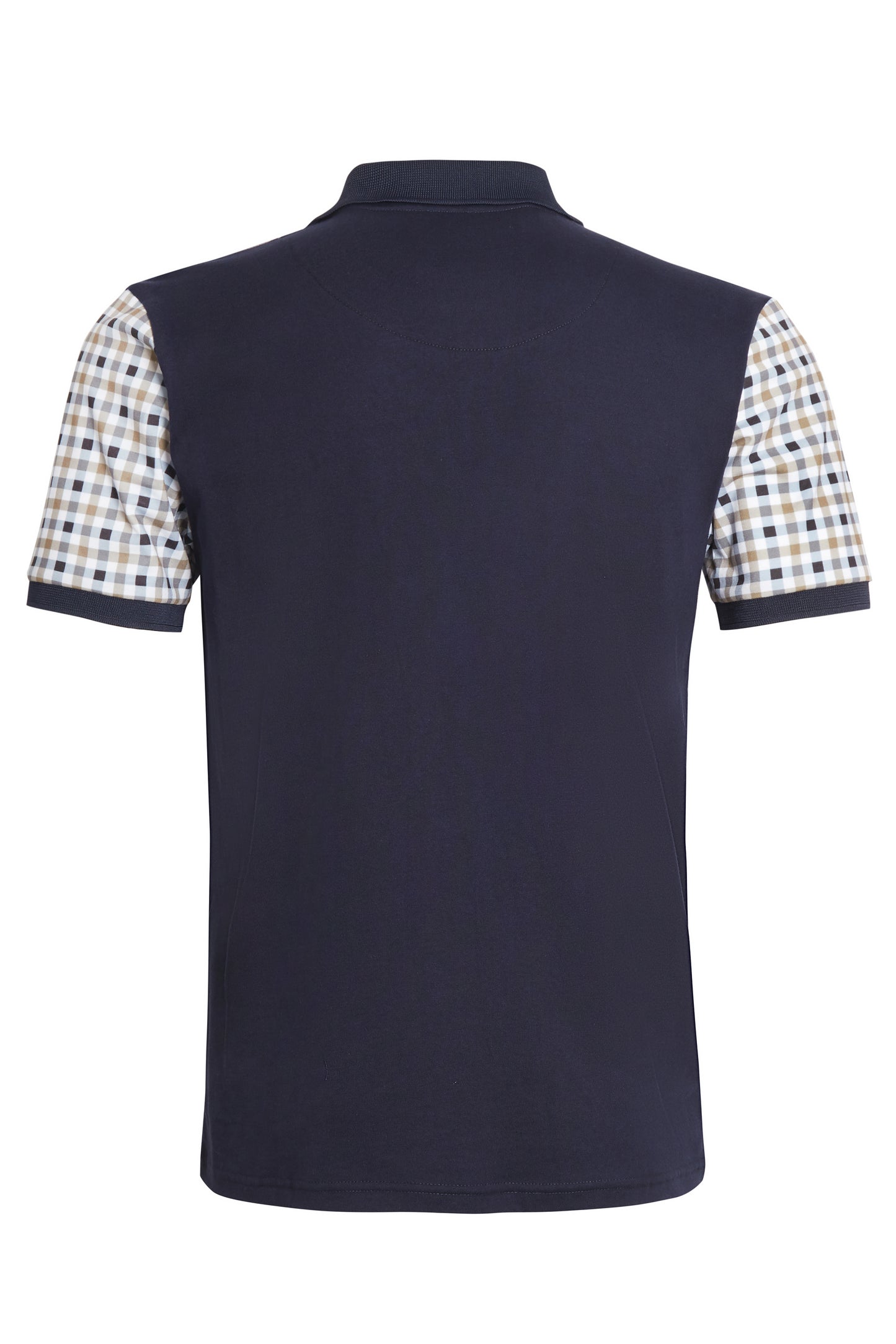 Navy jersey check polo shirt