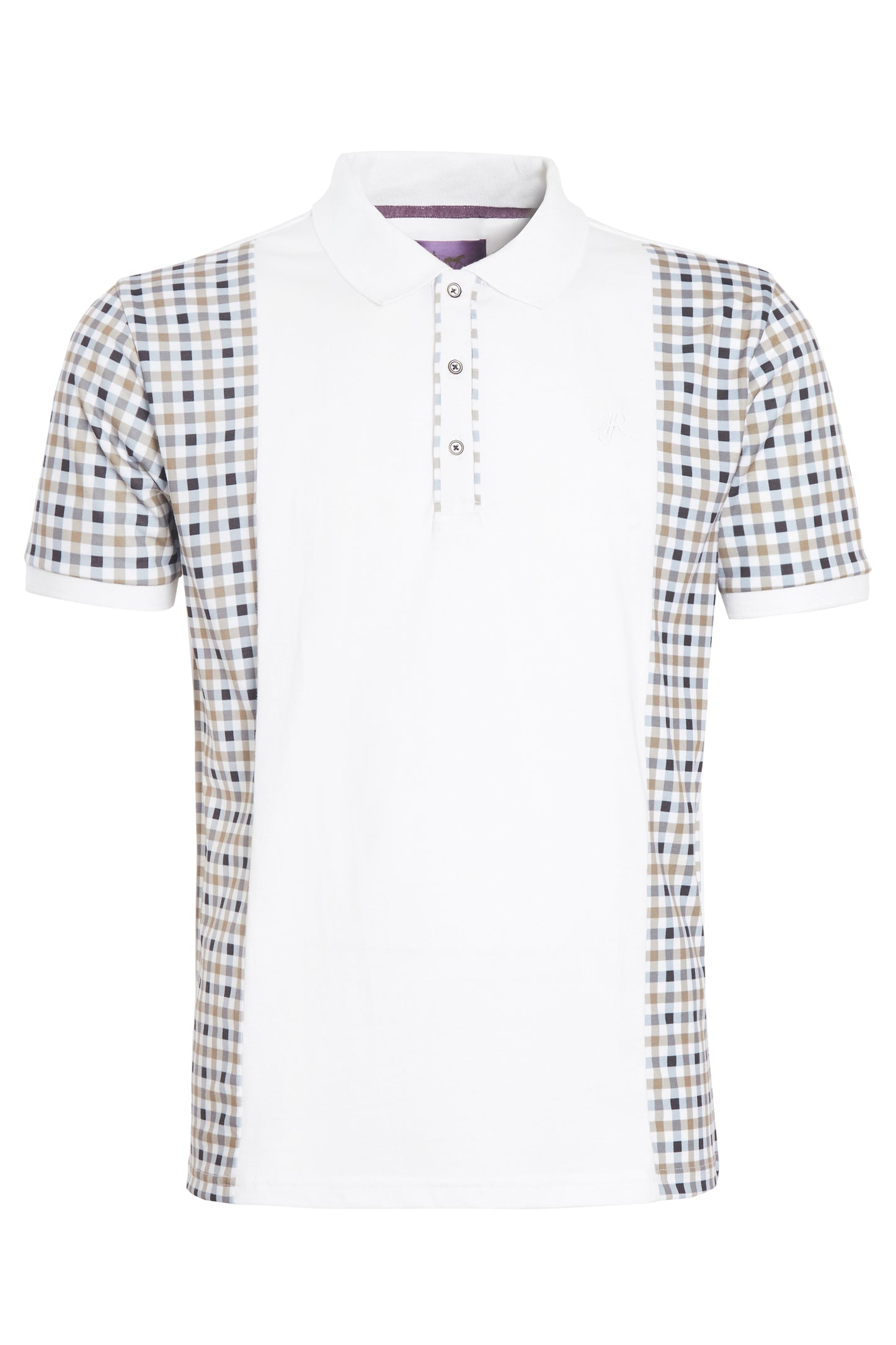 White jersey check polo shirt