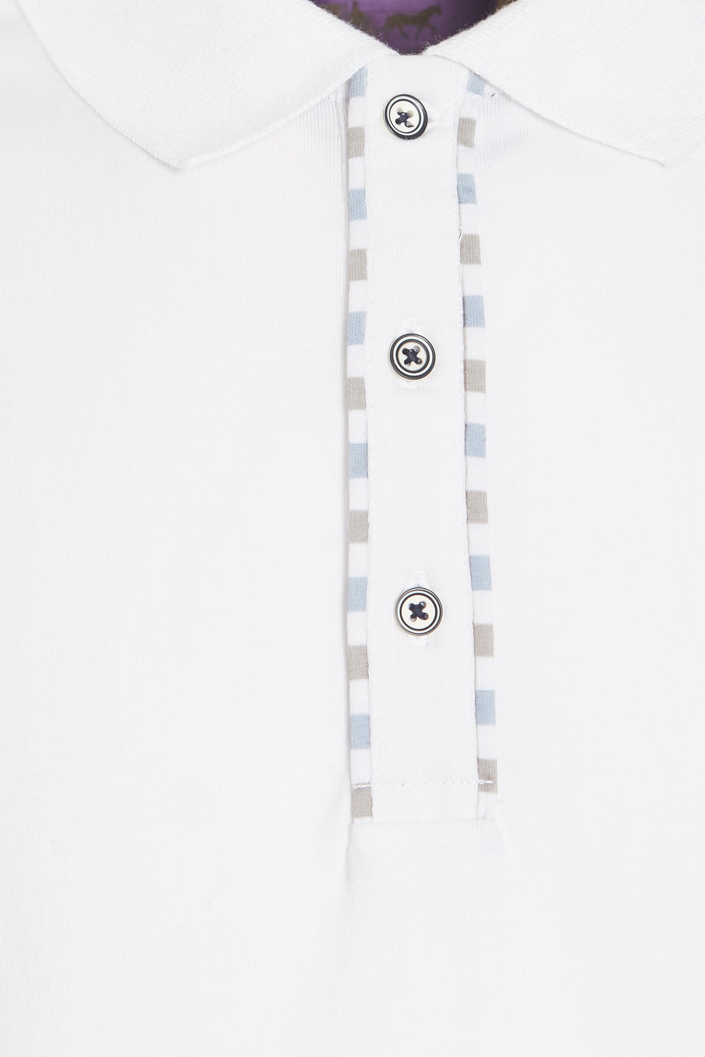 White jersey check polo shirt