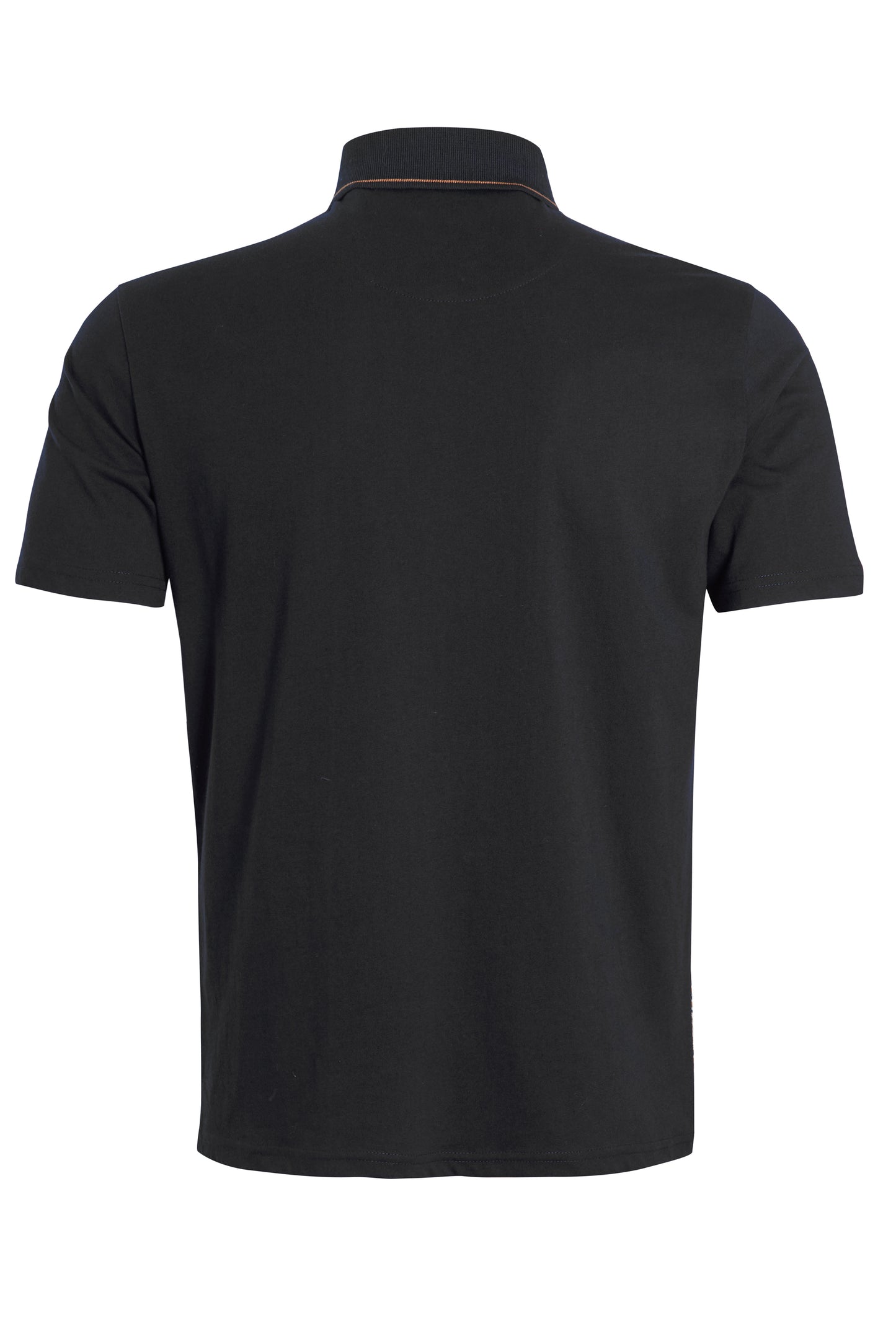 Black jersey polo with houndstooth printed front