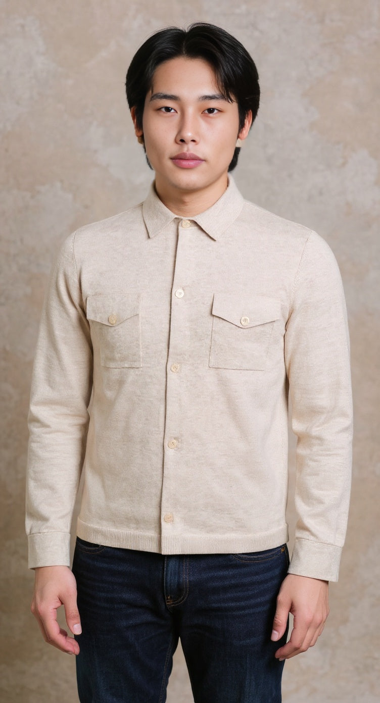Oatmeal soft knitted overshirt