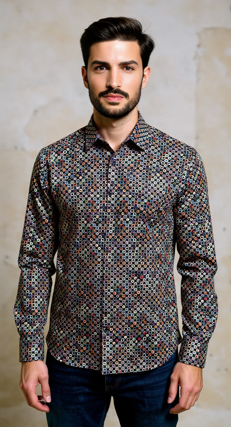 Digital print retro circle shirt