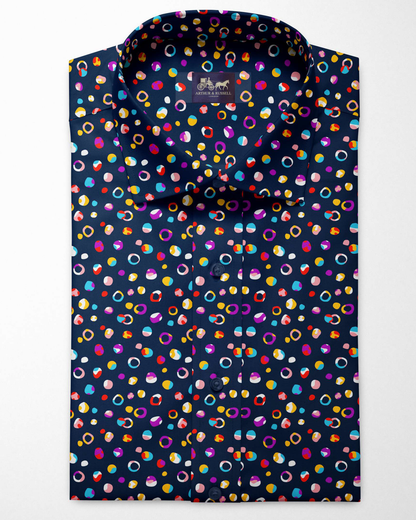 Digital navy colourful rocks printed shirt