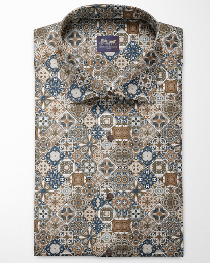 Digital print ethnic mosaic shirt