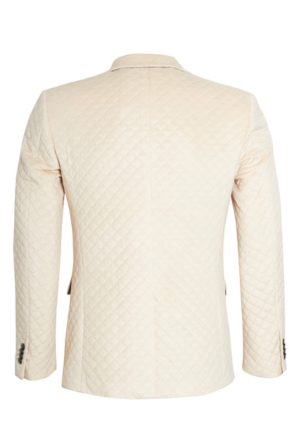 Stone quilted velvet blazer with trims
