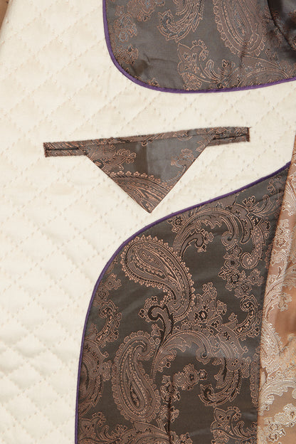 Stone quilted velvet blazer with trims