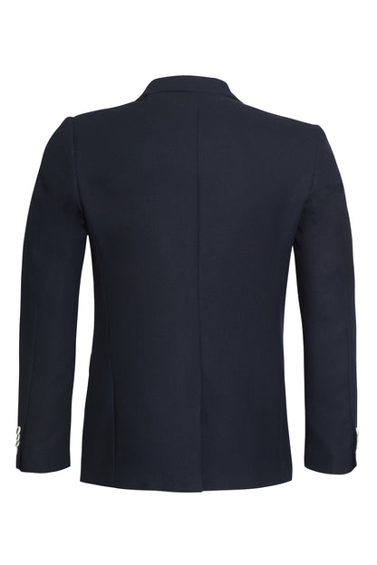 Navy stretch structured textured blazer rainbow stitching
