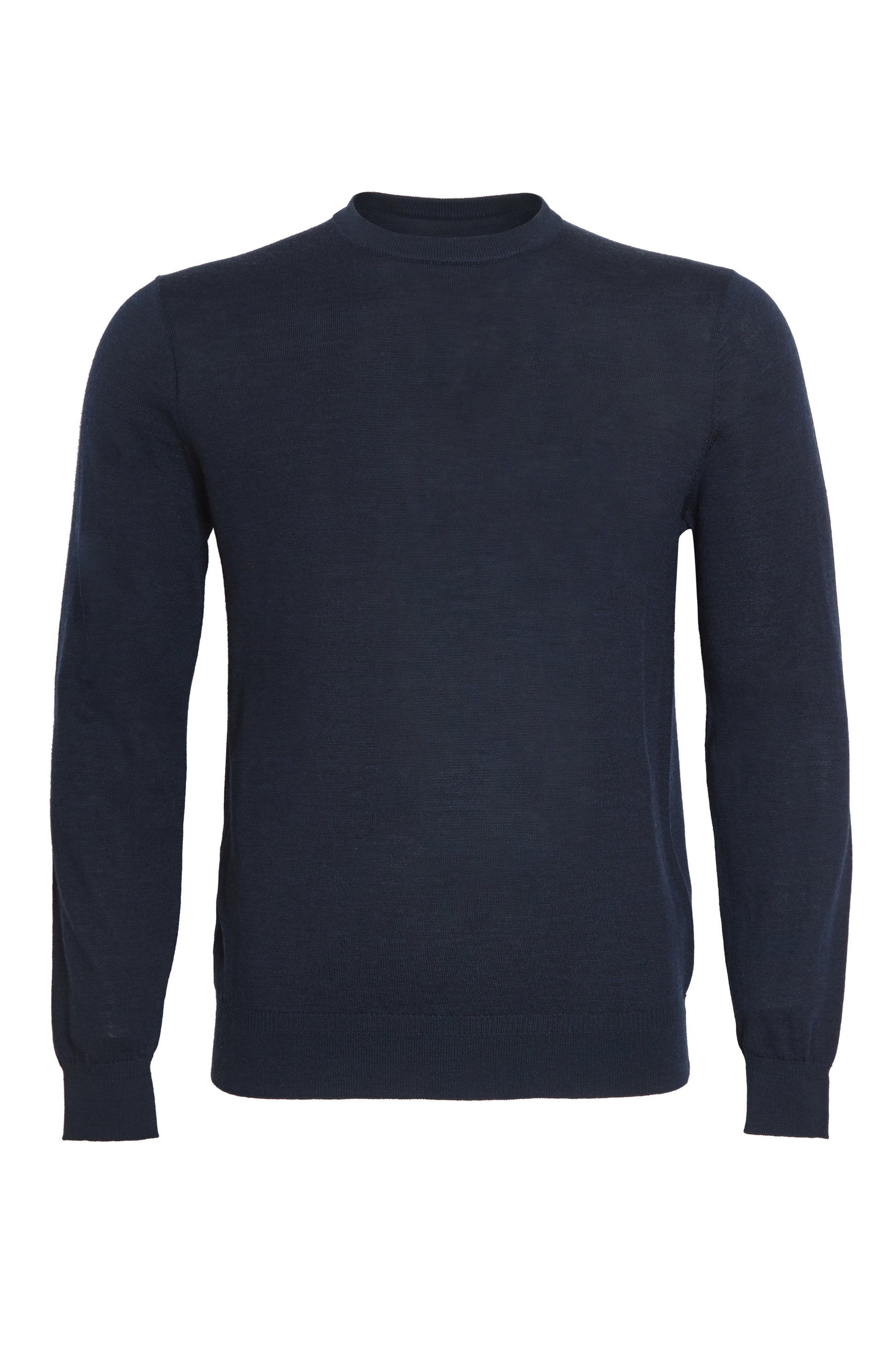 Navy 100% merino knitted crew neck
