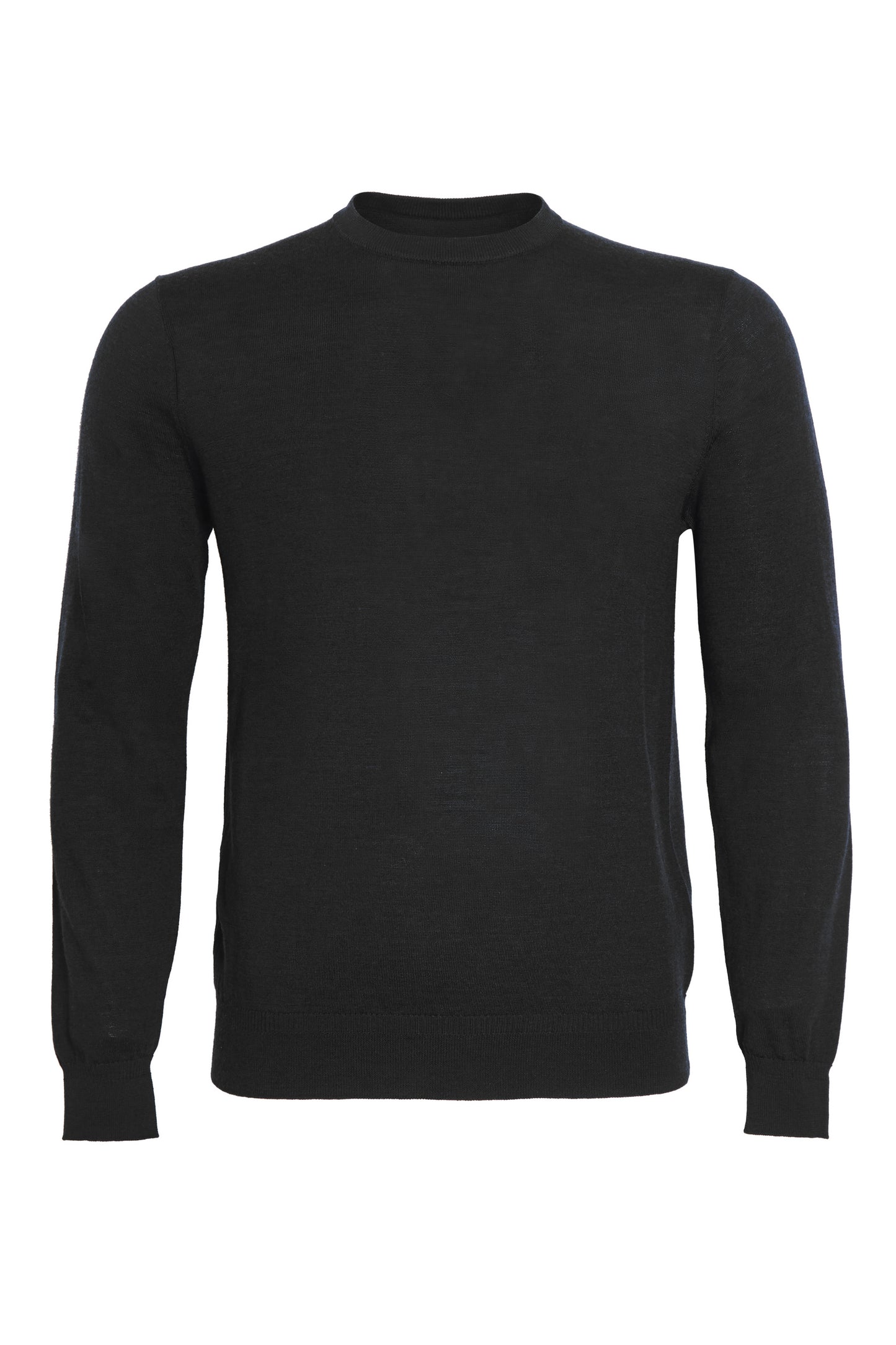 Black 100% merino knitted crew neck