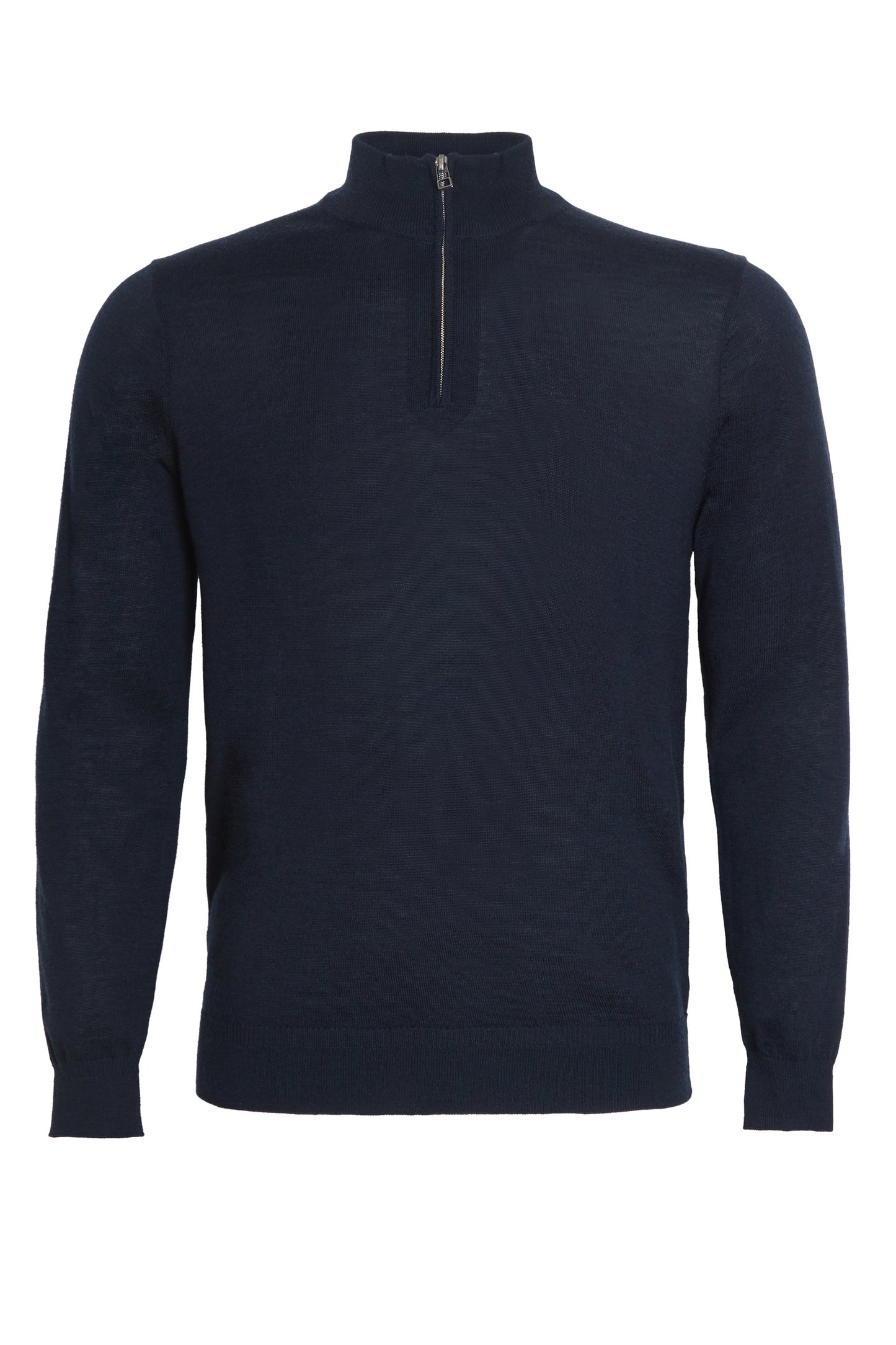 Navy 100% merino quarter zip neck