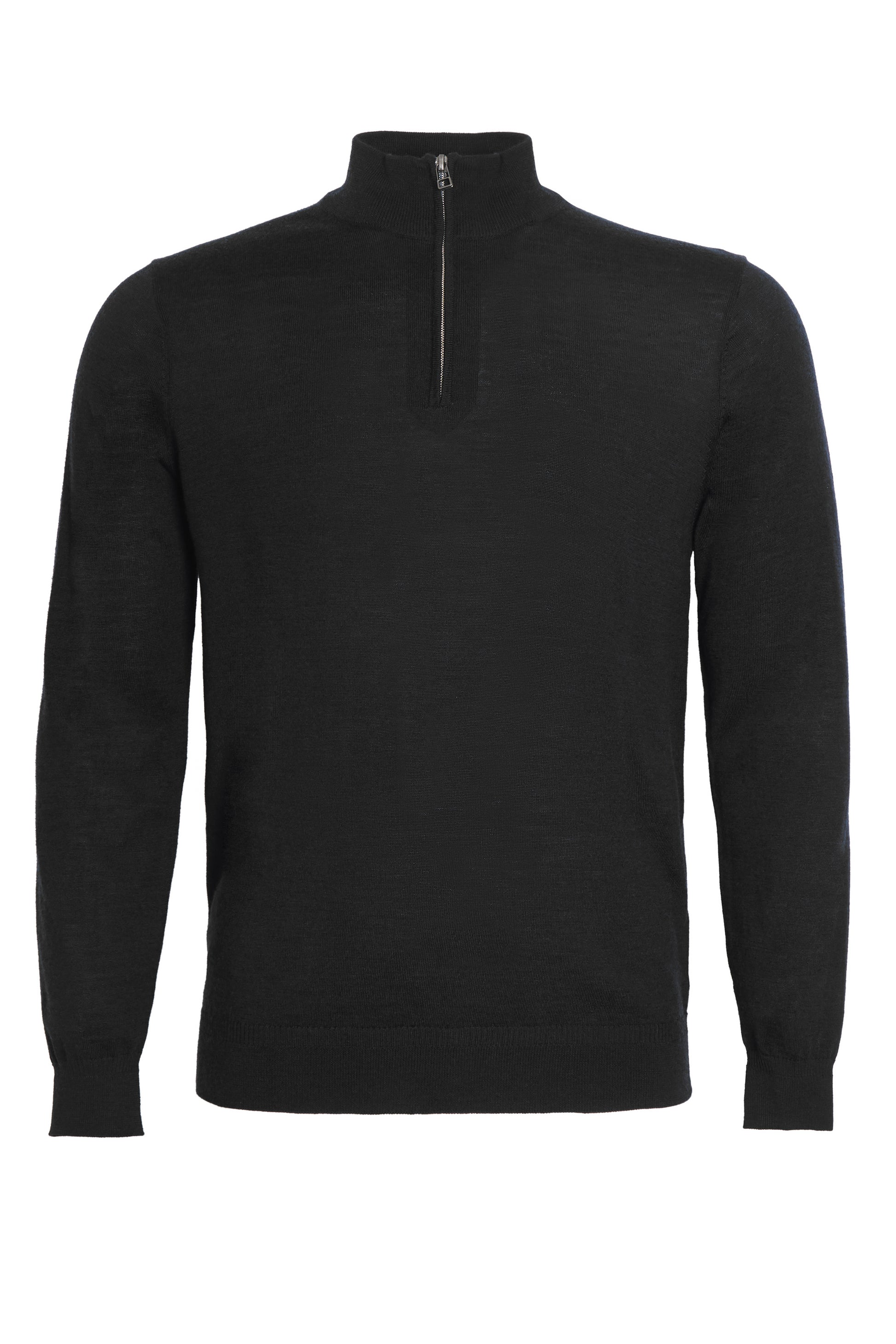 Black 100% merino quarter zip neck