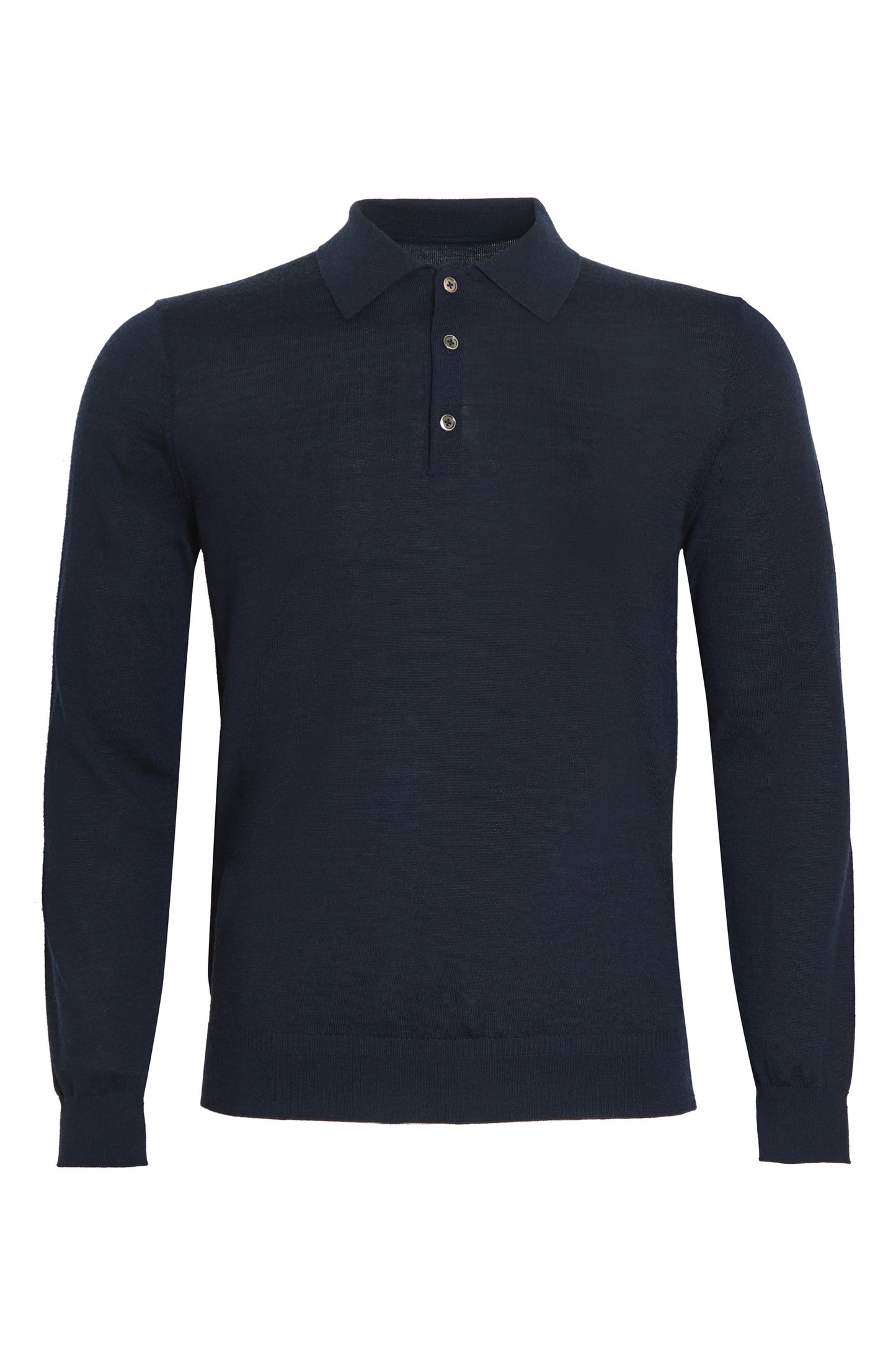 Navy 100% merino knitted polo