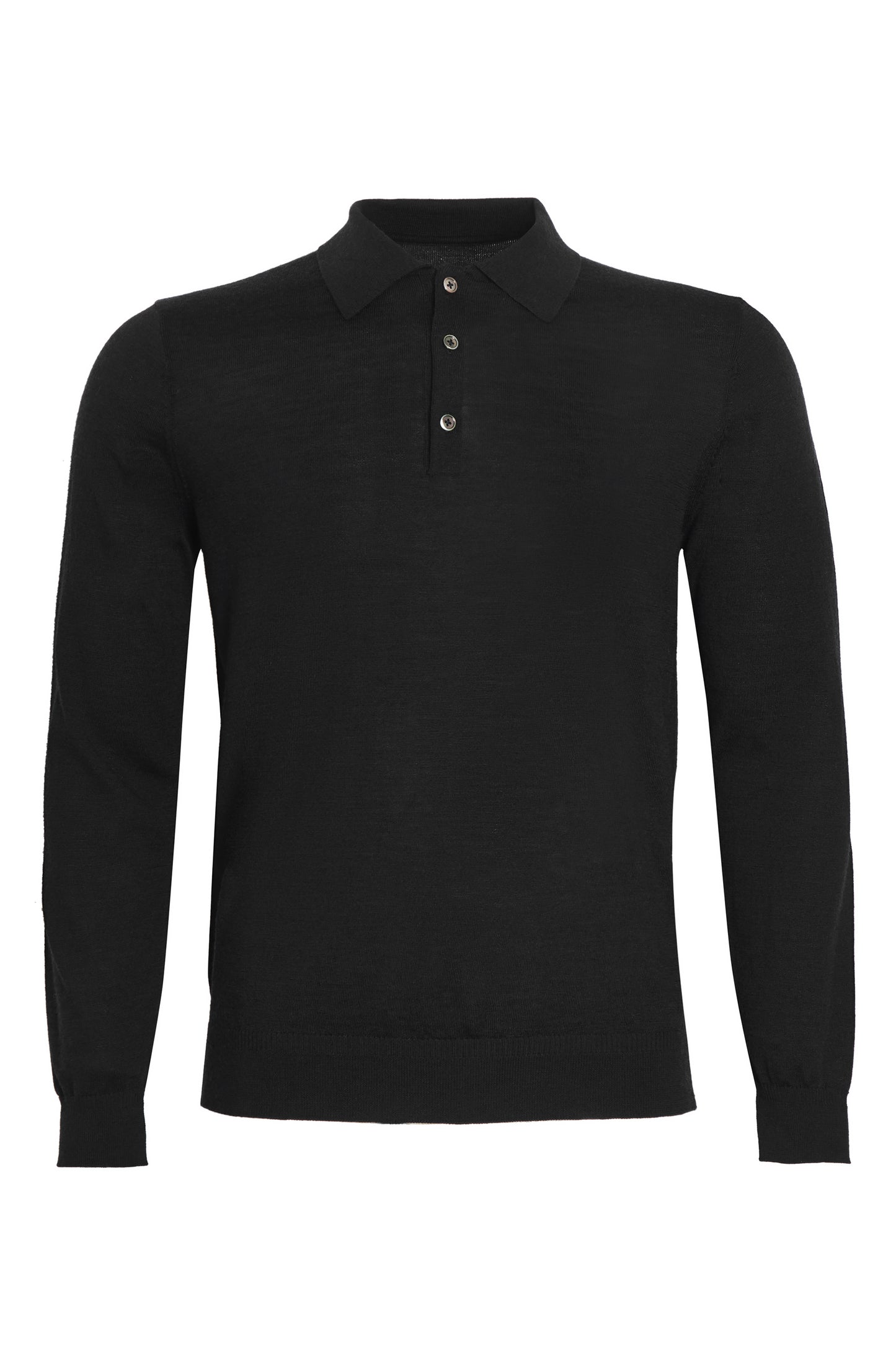 Black 100% merino knitted polo